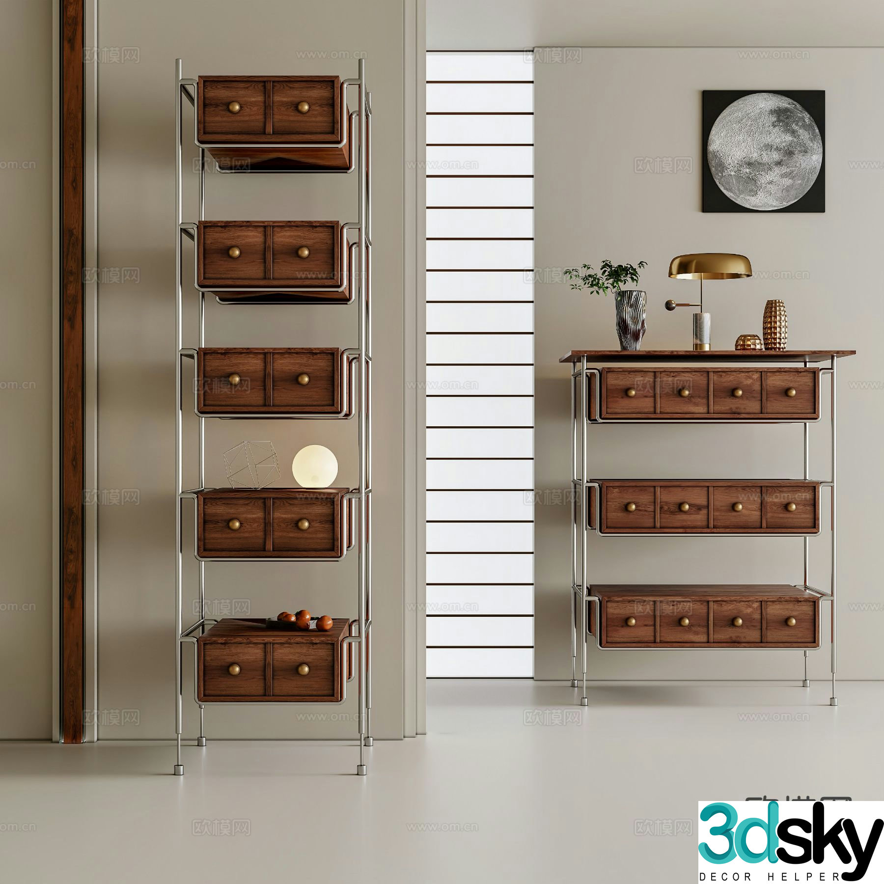 Modern chest of drawers magazine rack 3d model