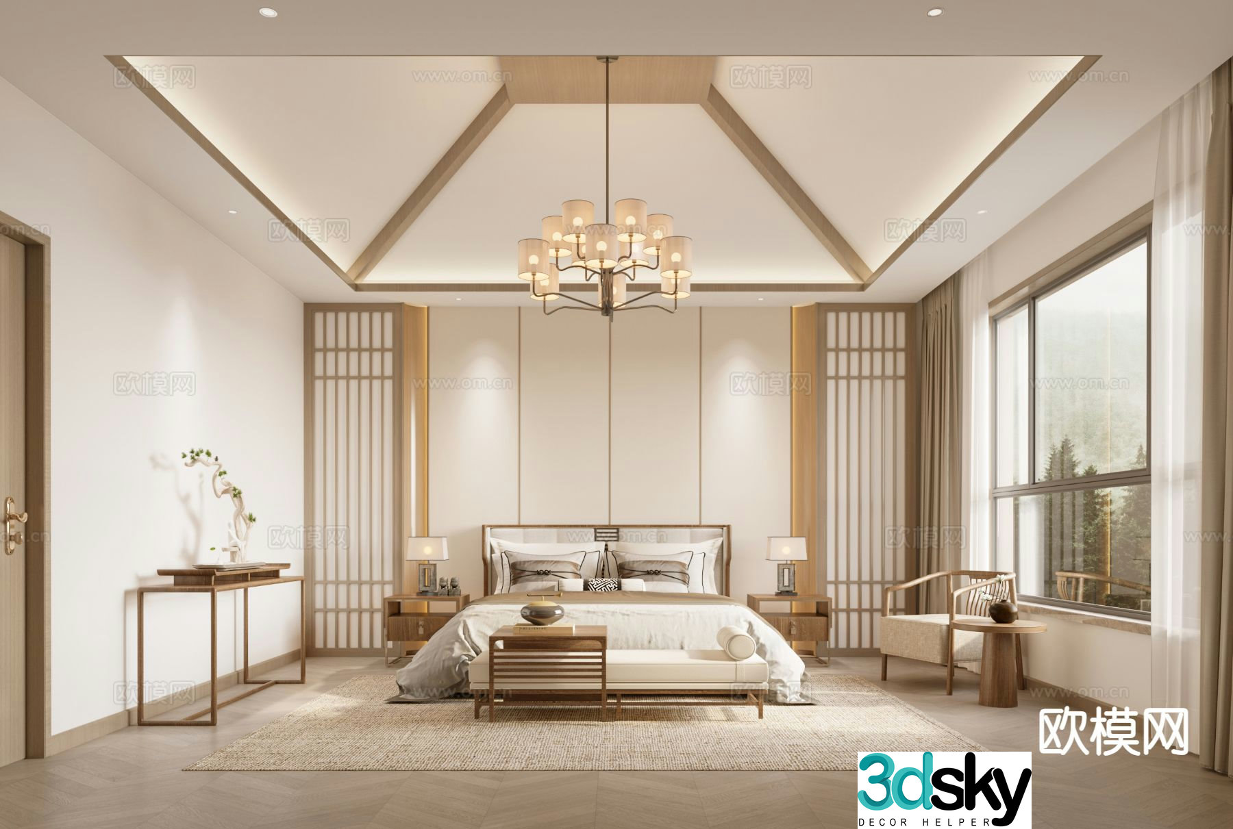 New Chinese style bedroom master bedroom 3d model