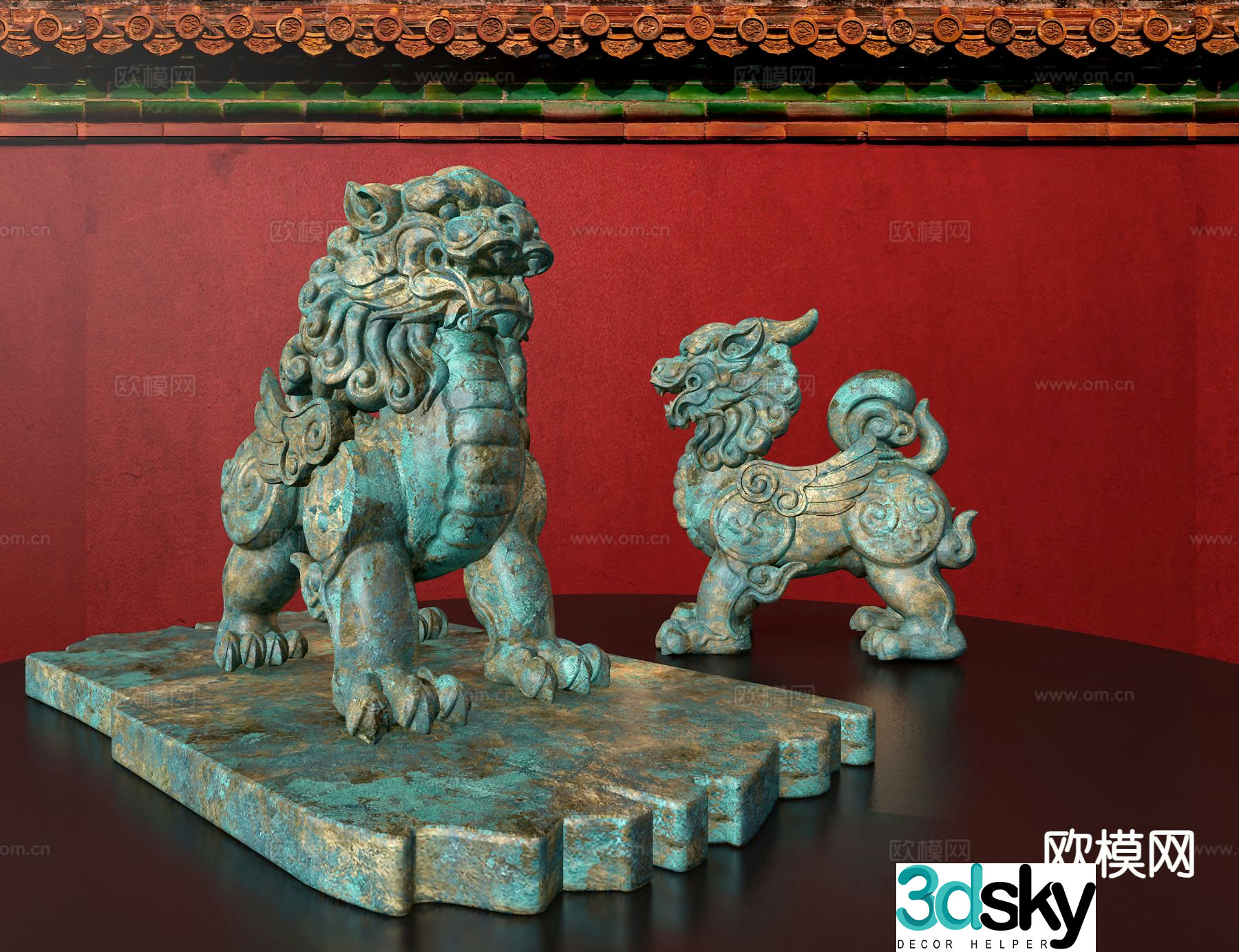 Chinese mythical animal sculpture bronze ornaments 3D model