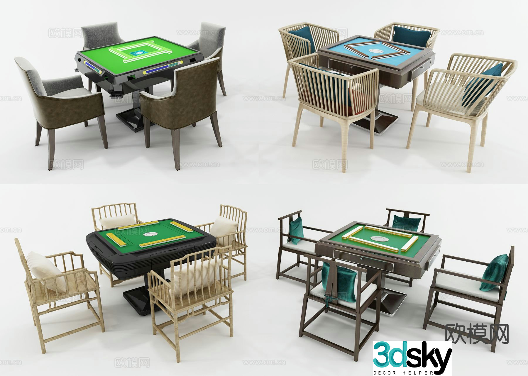Chess and card table mahjong table 3d model