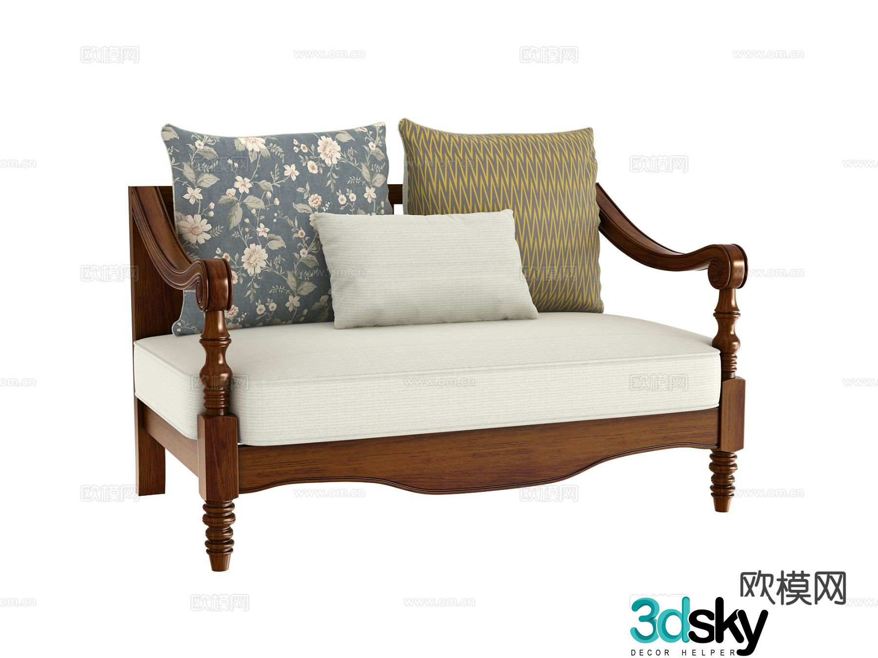 American double sofa 3d model
