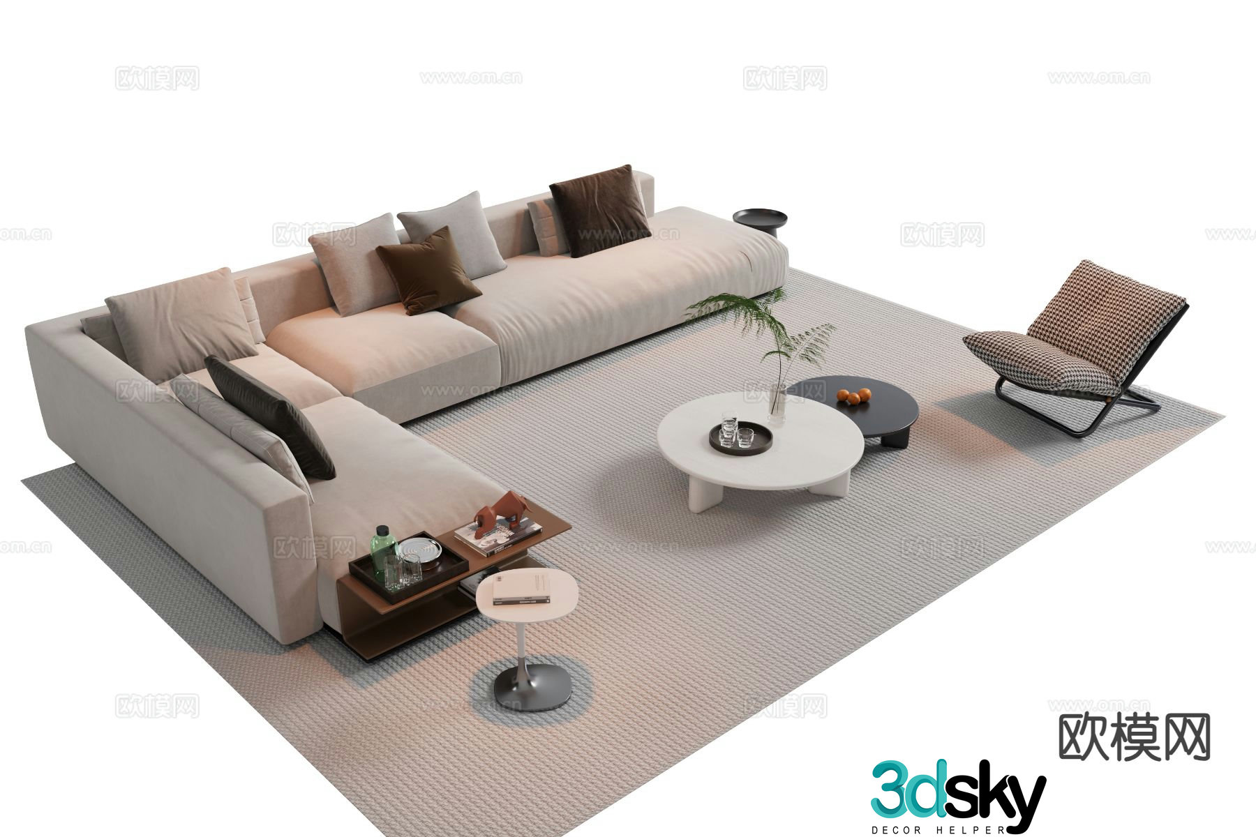 Italian style modular sofa corner sofa 3d model