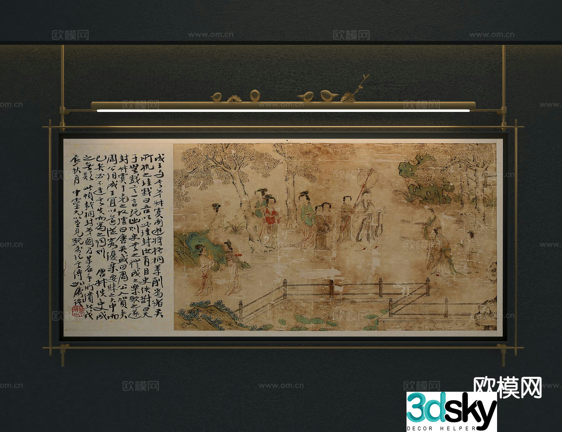 New Chinese calligraphy painting and calligraphy 3D model