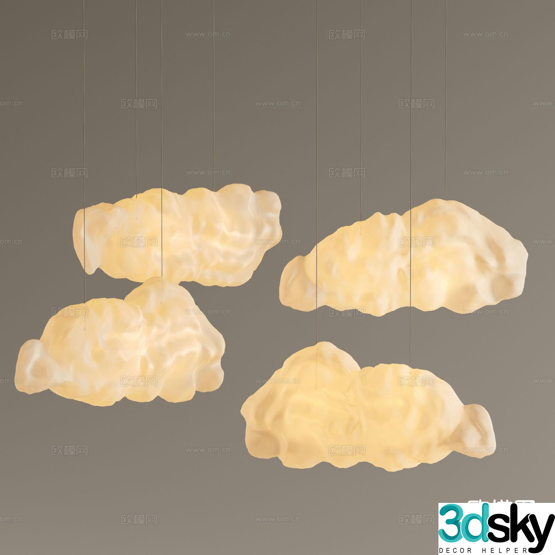 Modern cloud chandelier children’s bedroom chandelier 3d model