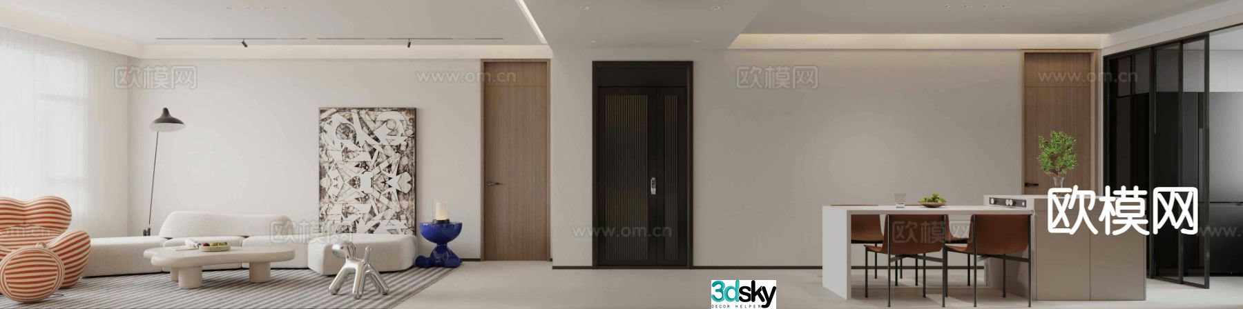 Modern guest restaurant 3d model