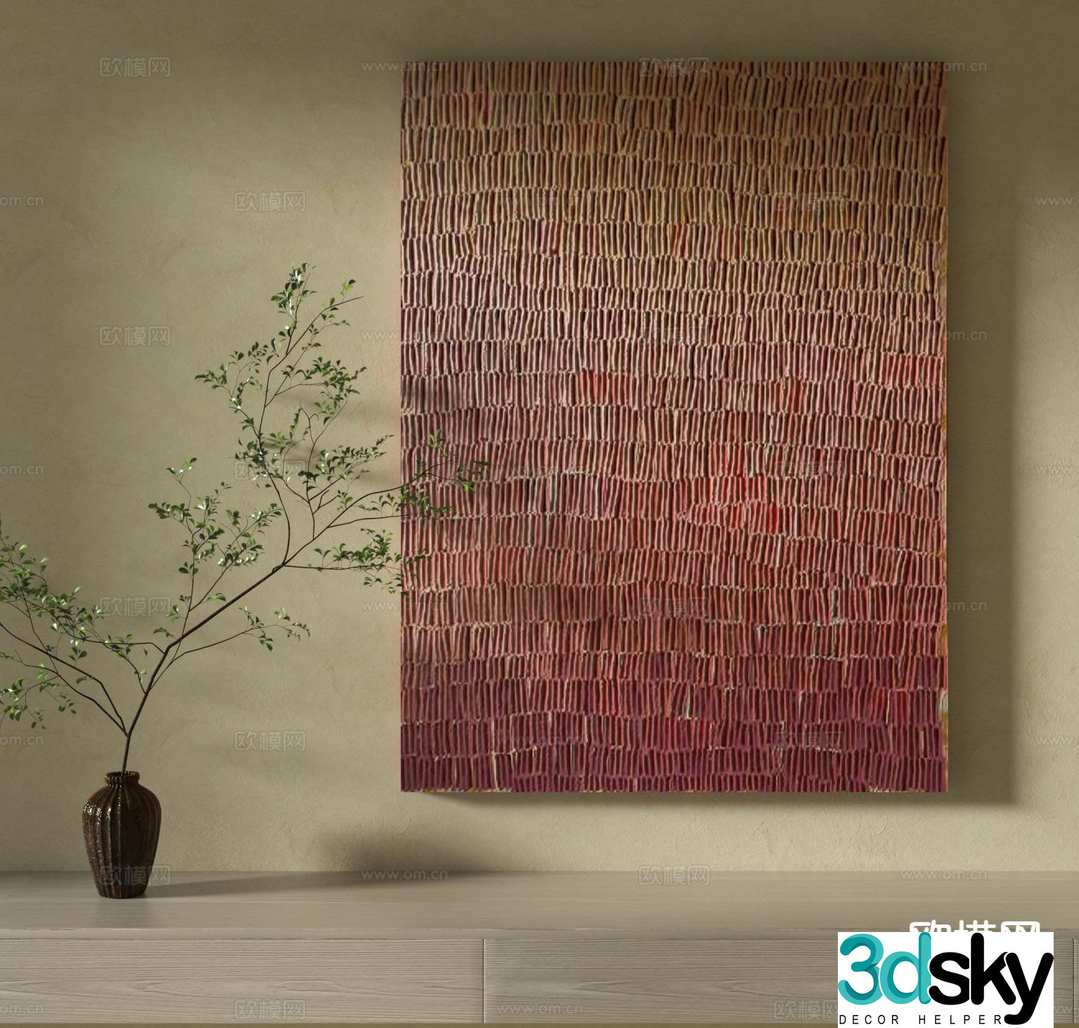 Wabi-sabi art painting texture painting decorative painting 3d model