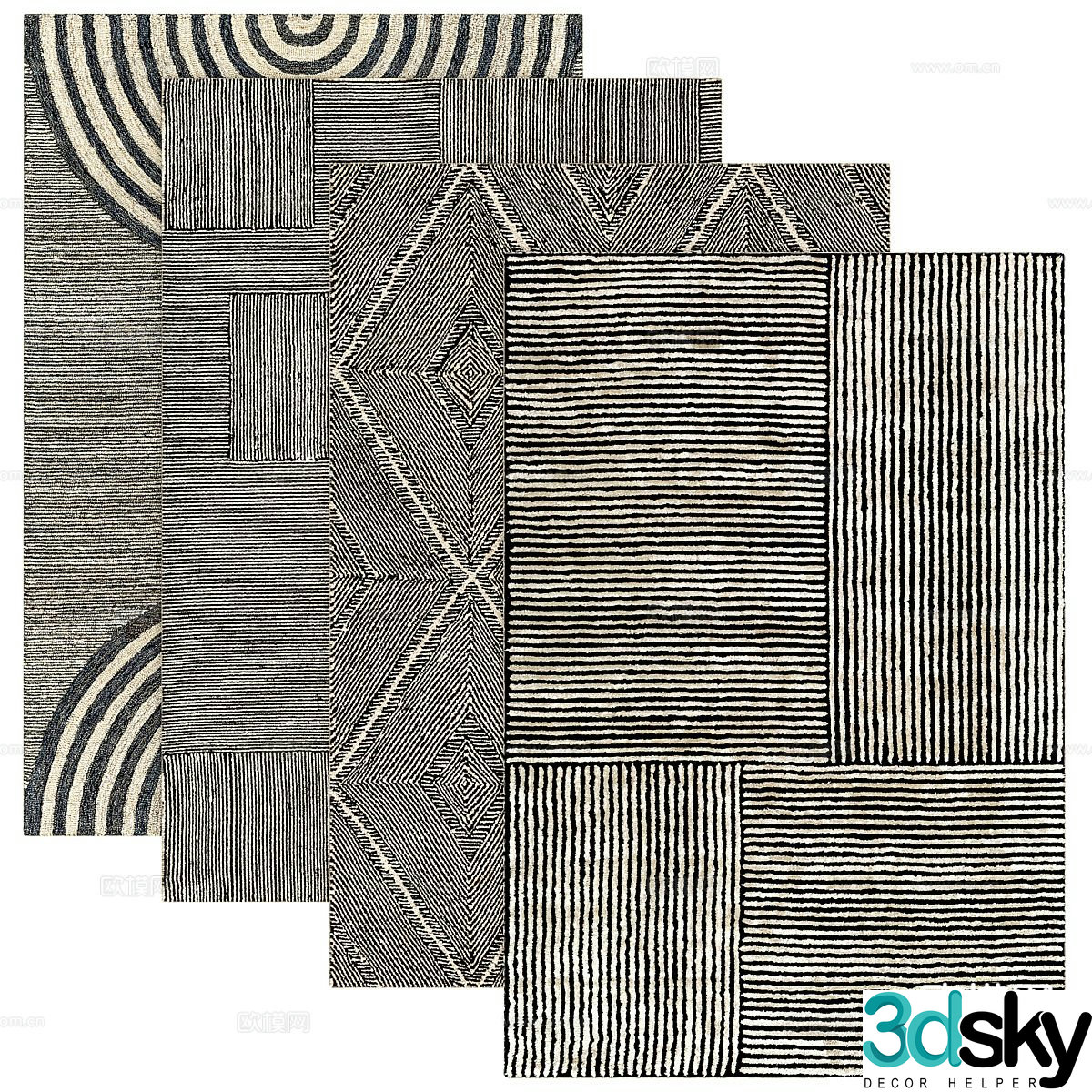 abstract carpet square rug 3d model