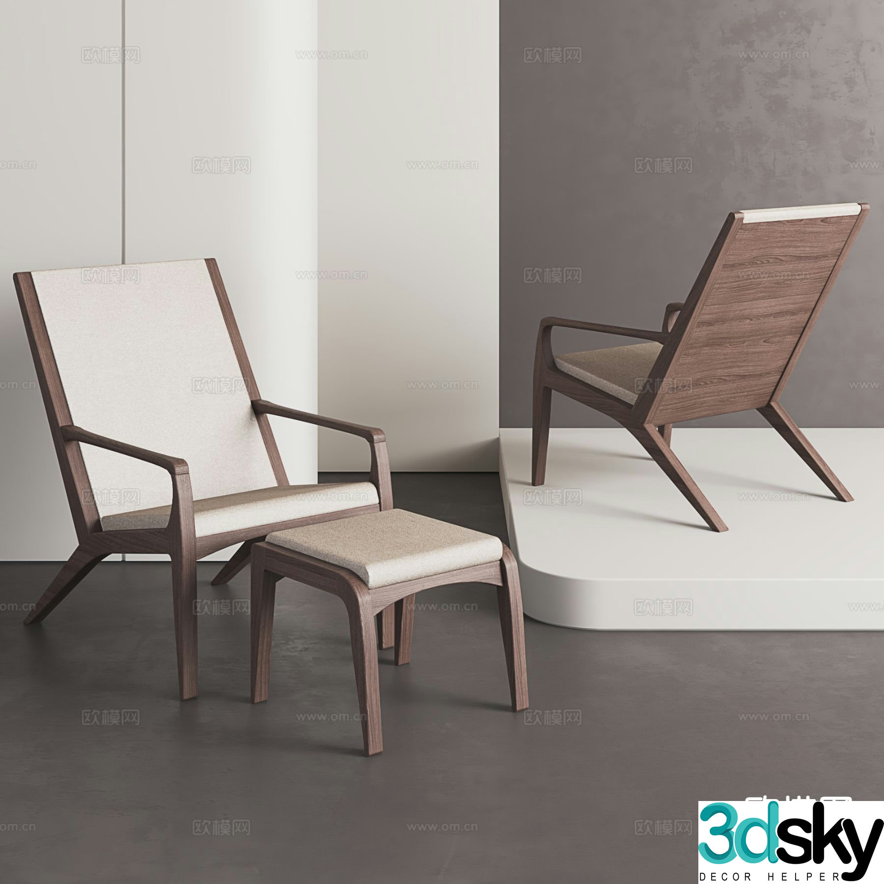 Medieval style chair leisure chair 3d model