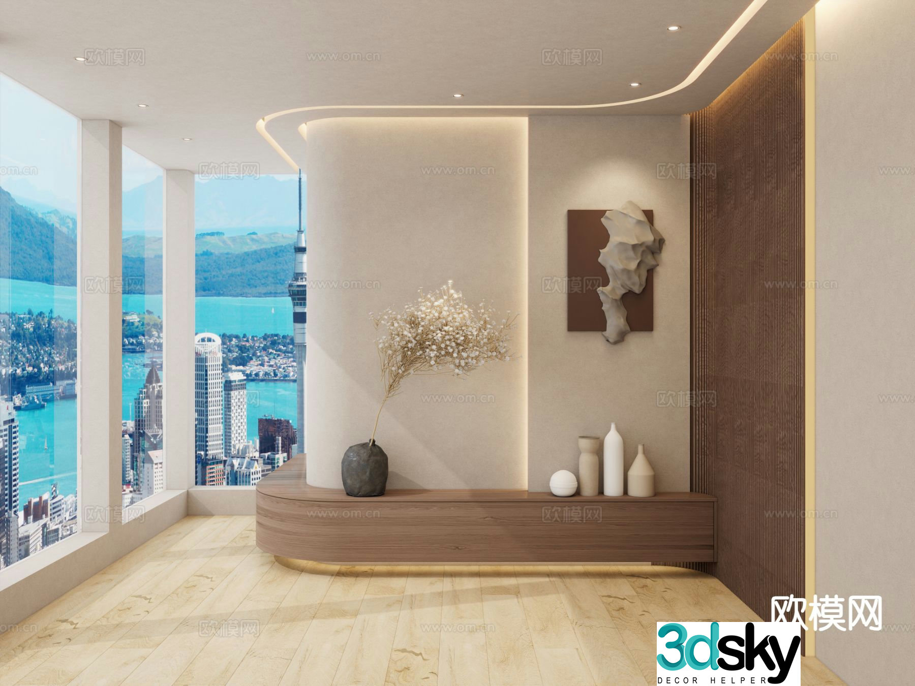 New Chinese style entrance hall welcome wall entrance hall aisle 3D model