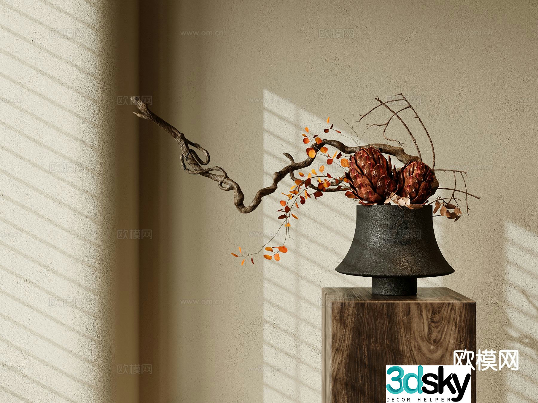 New Chinese style vase floral arrangement flower arrangement 3d model