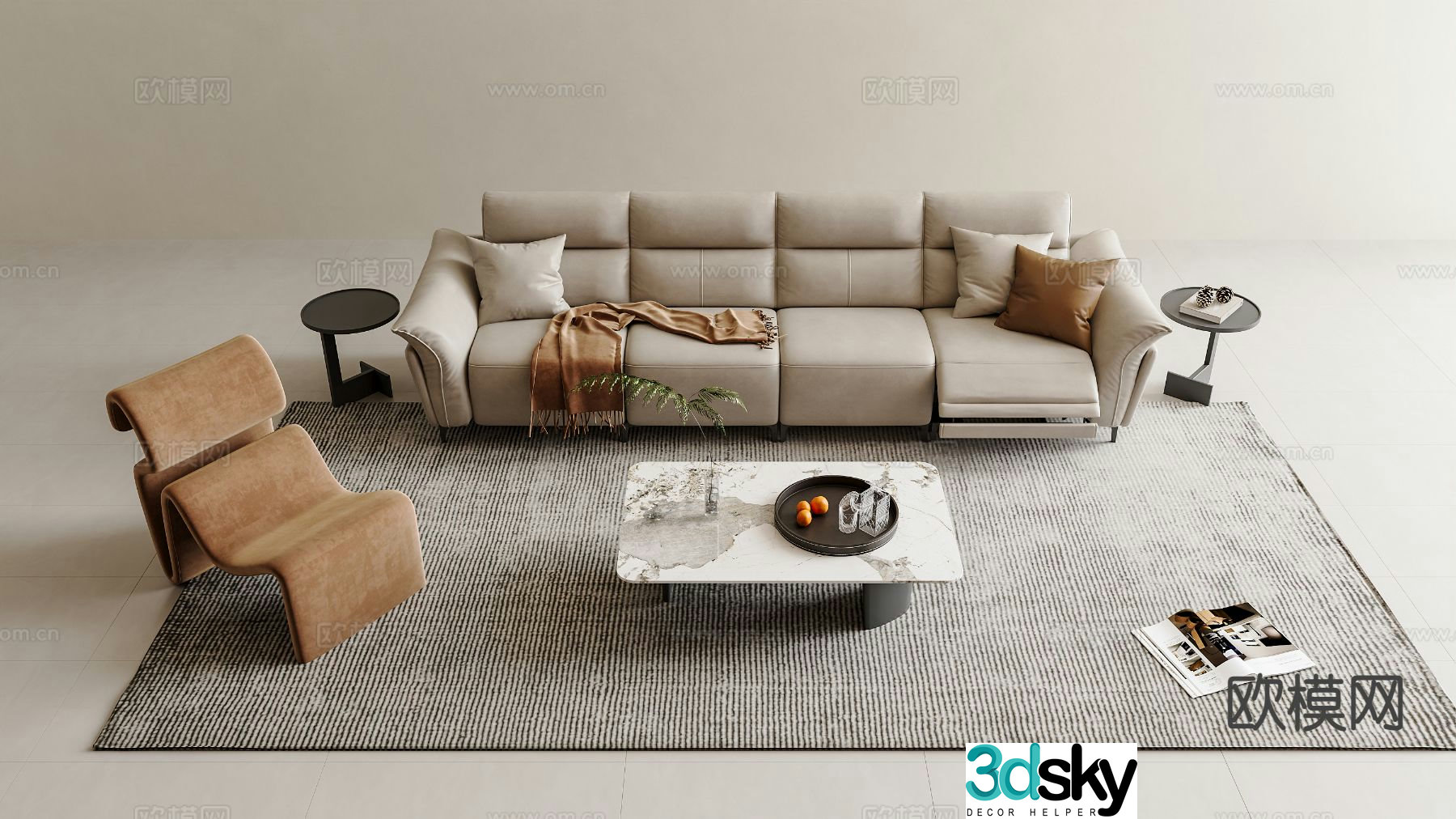 Modern sectional sofa 3d model