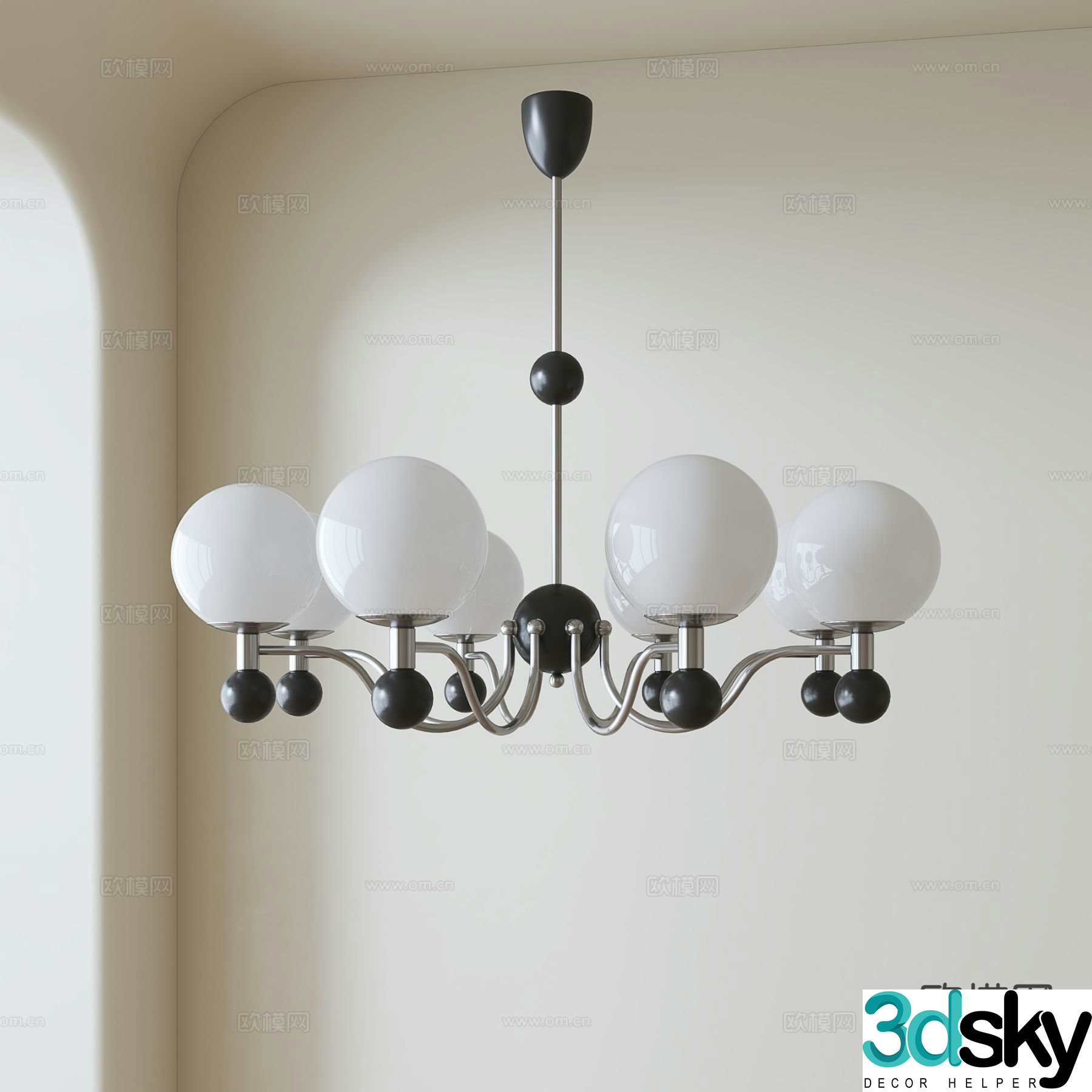 French chandelier multi-head chandelier 3d model