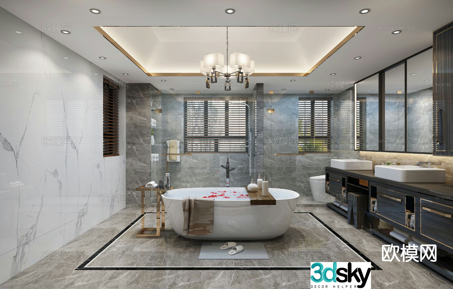 New Chinese style bathroom bathroom toilet 3d model