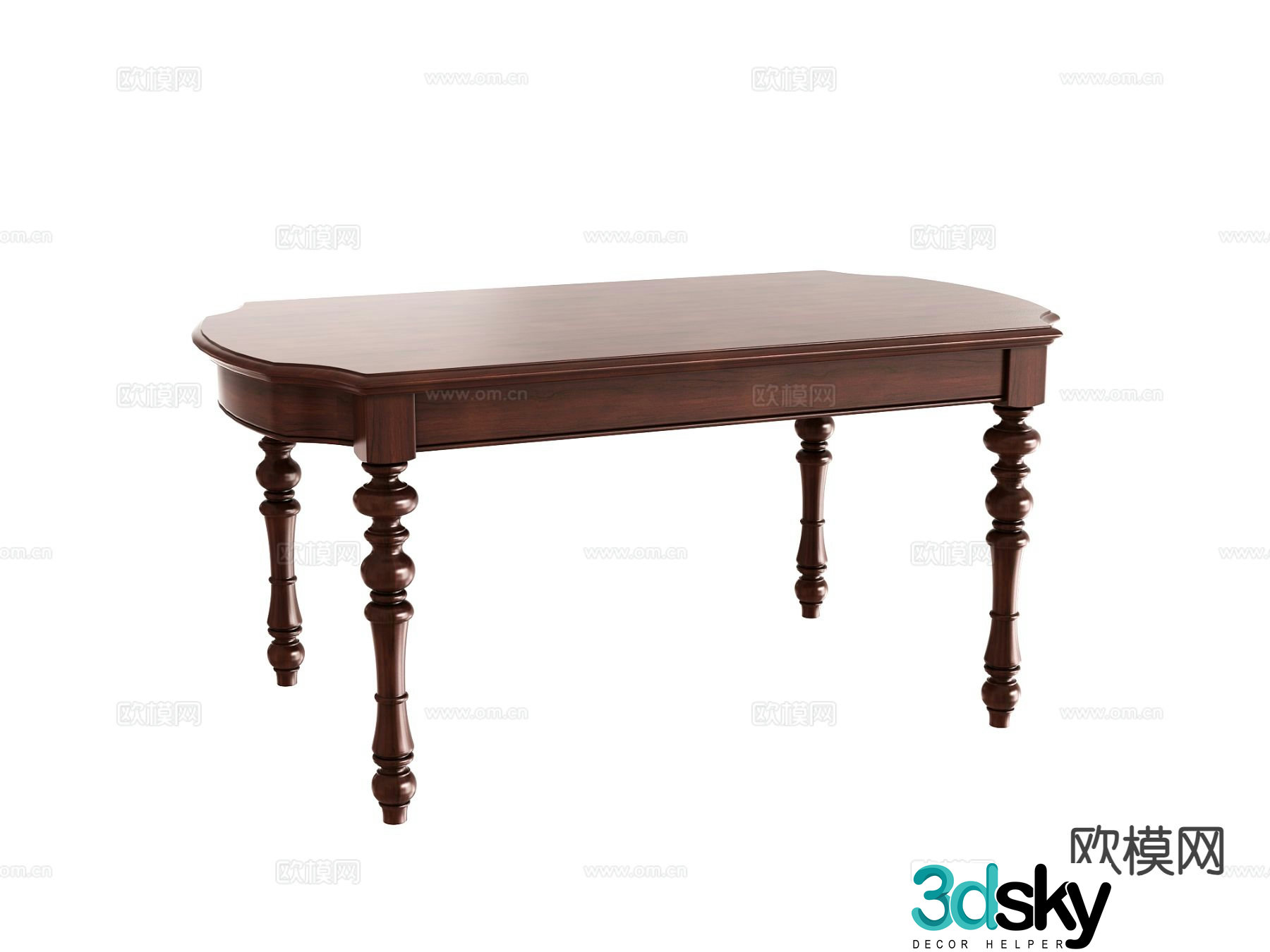 American dining table solid wood dining table 3d model