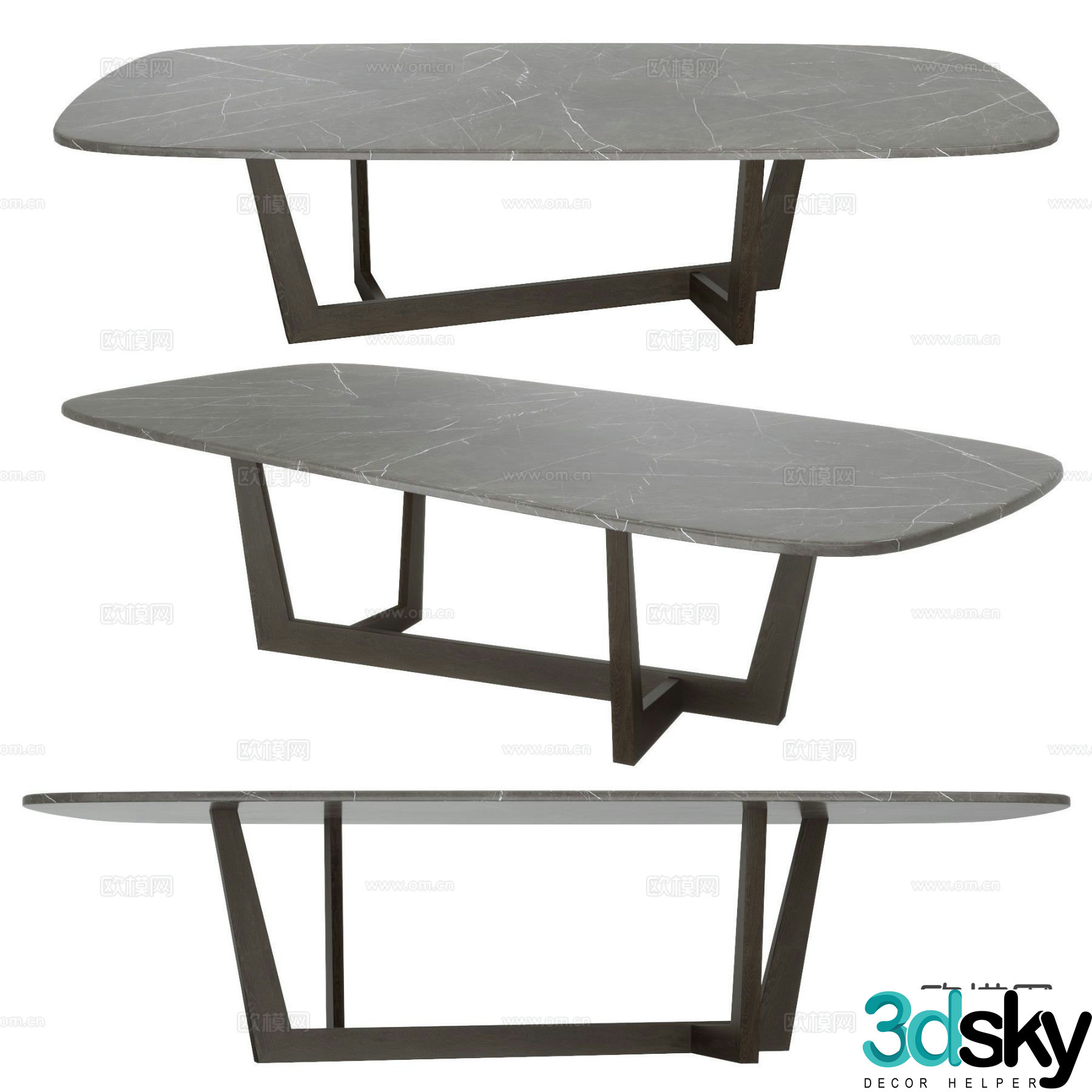 Marble dining table 3d model