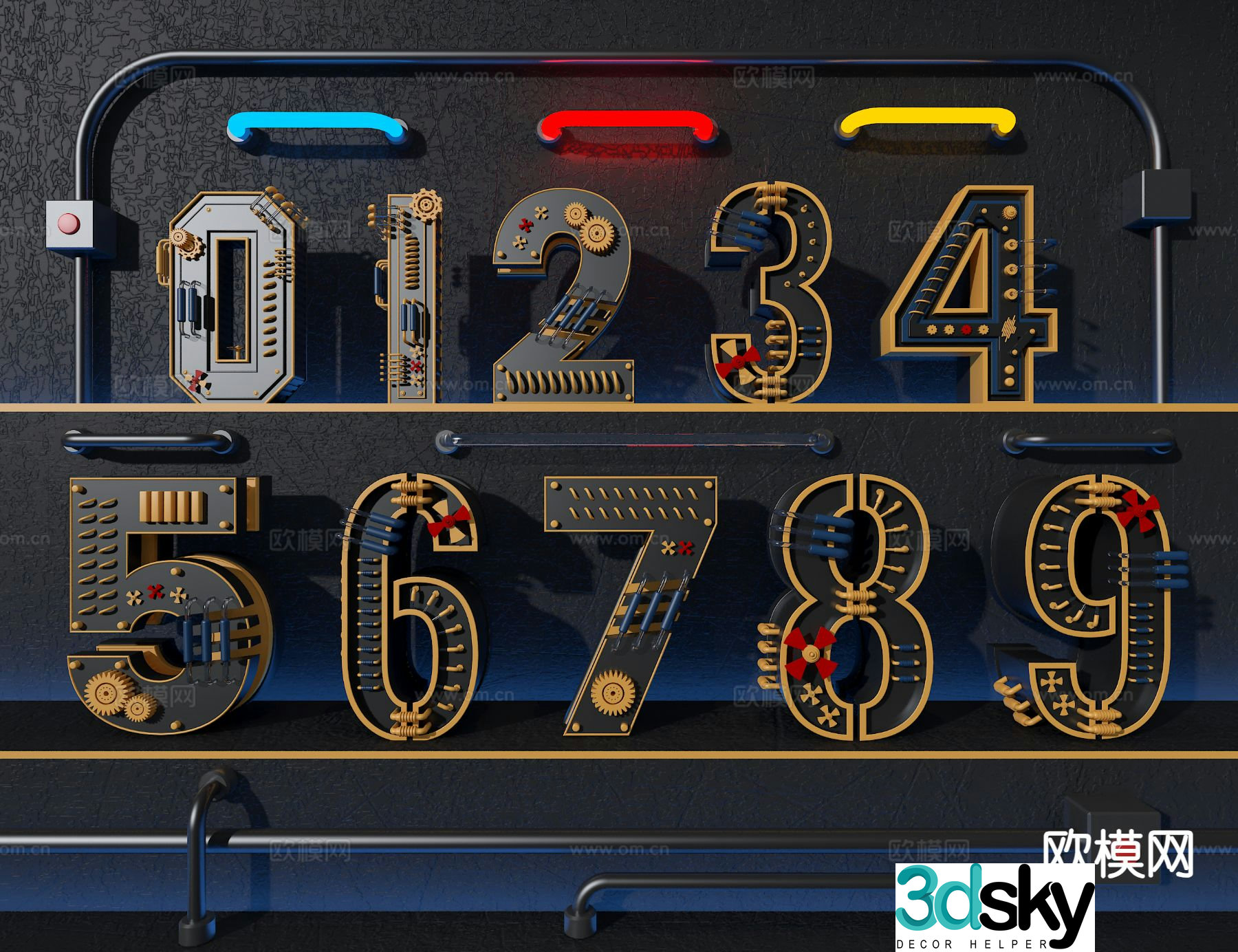 Mechanical display digital display 3D model