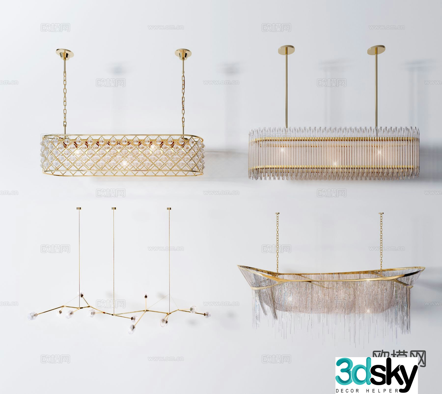 Light luxury chandelier lobby chandelier 3d model