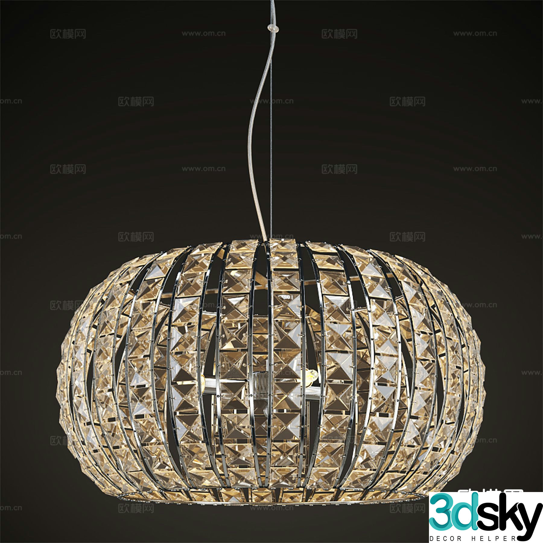 Light luxury chandelier crystal lamp 3d model