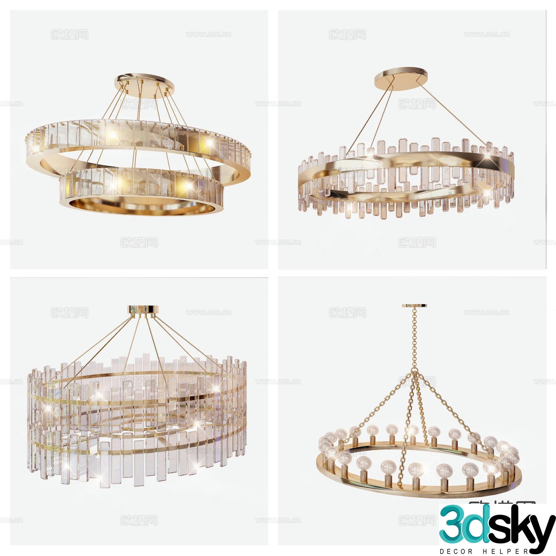 Light luxury chandelier crystal chandelier 3d model