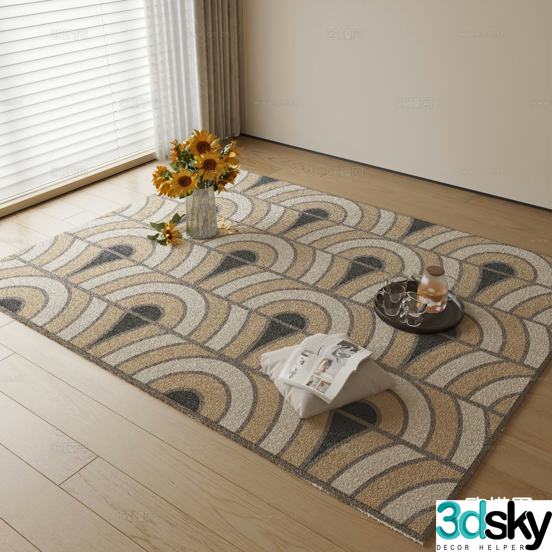 Modern geometric pattern carpet 3d model