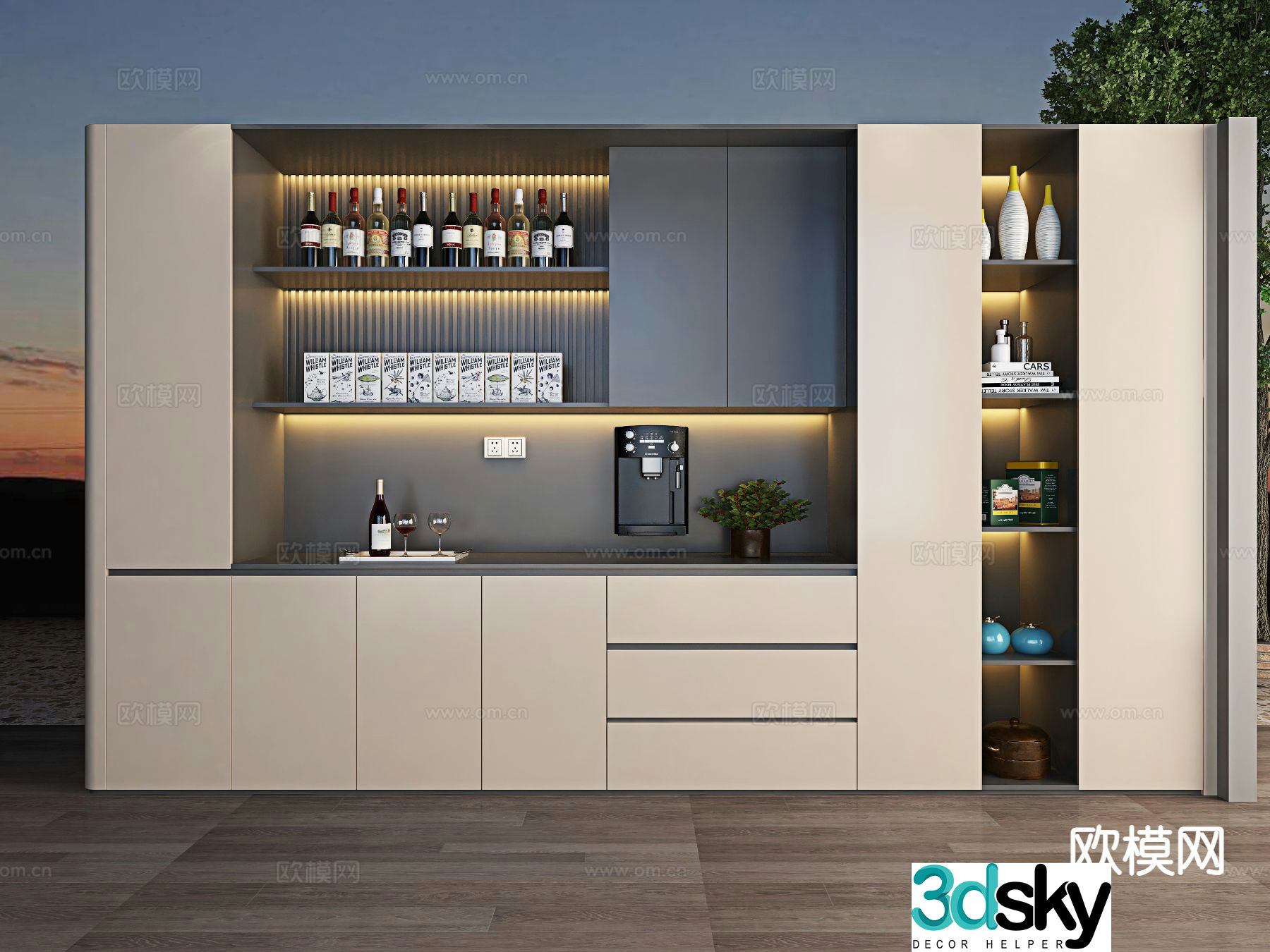 Modern wine cabinet sideboard 3d model