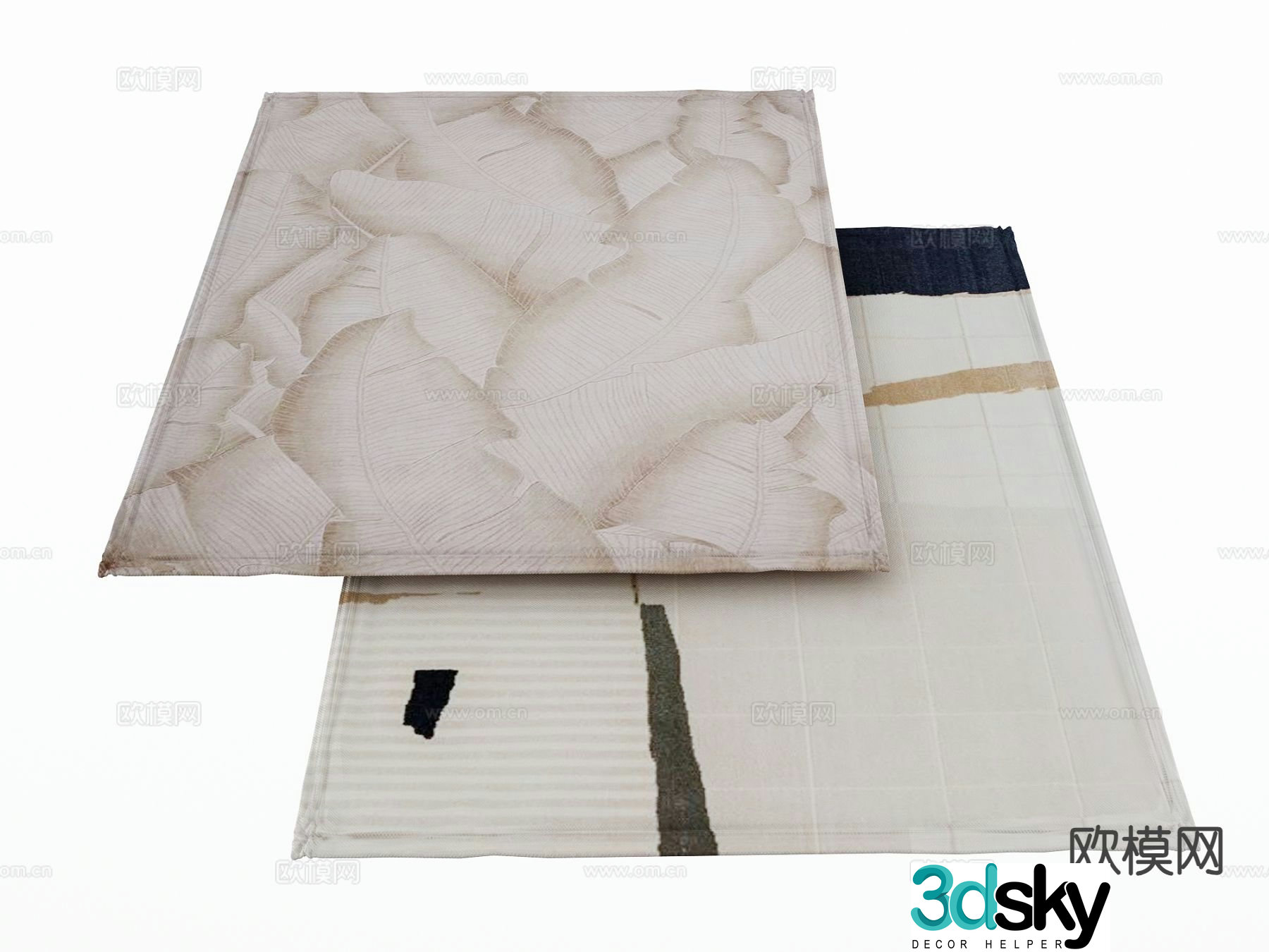 abstract carpet square rug 3d model