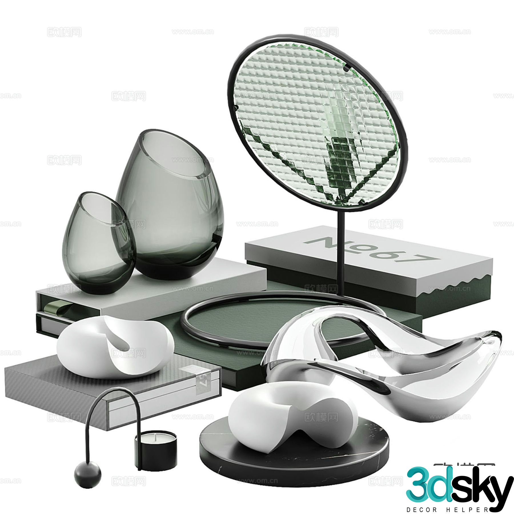 Modern decorations tableware books crafts 3D model