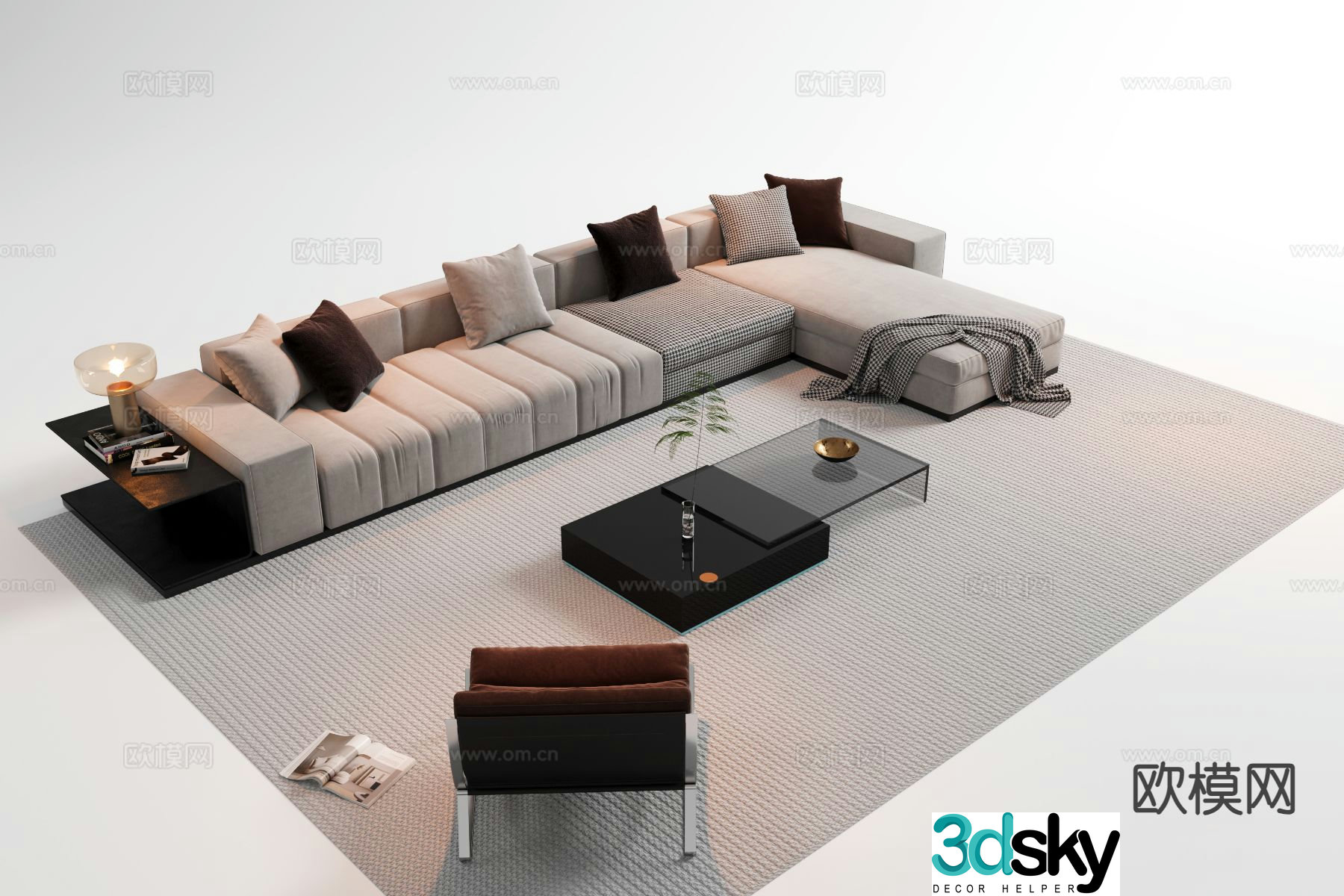 Italian style modular sofa corner sofa 3d model