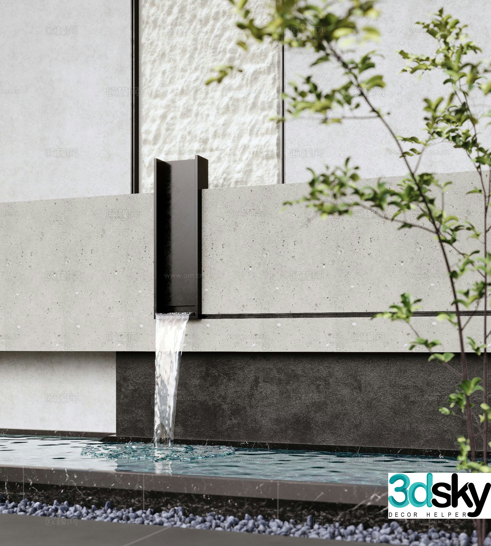 Modern water feature wall courtyard feature wall water feature flowing water 3D model