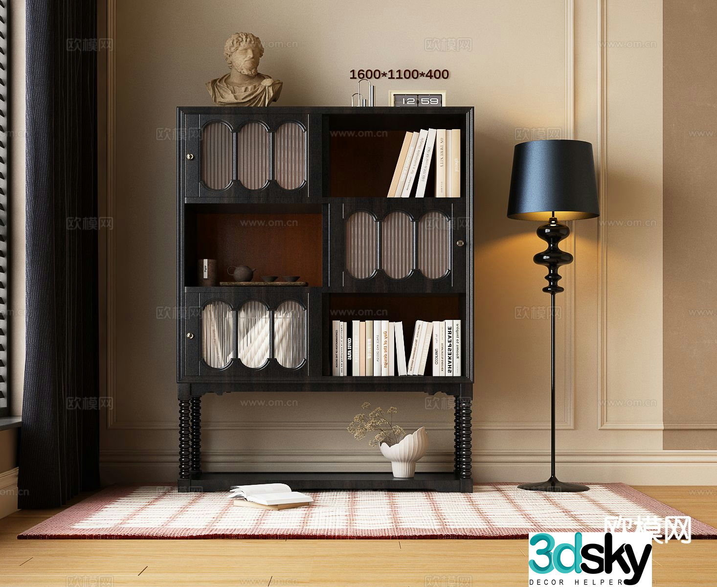 French bookcase bookshelf 3d model