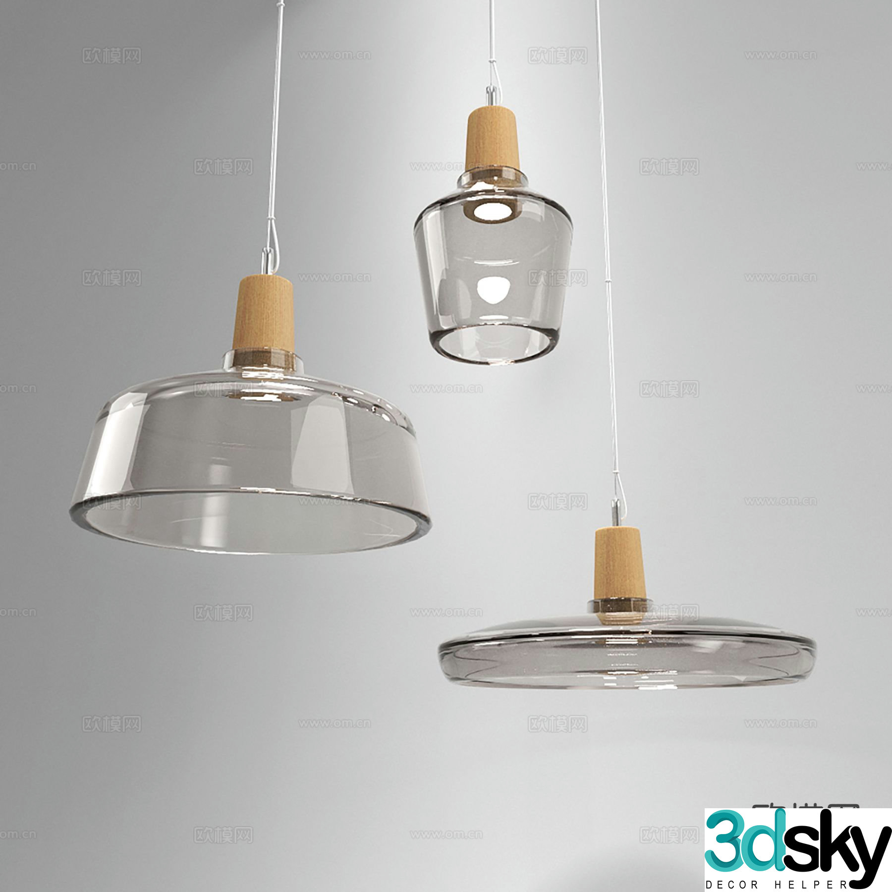 Modern glass chandelier 3d model