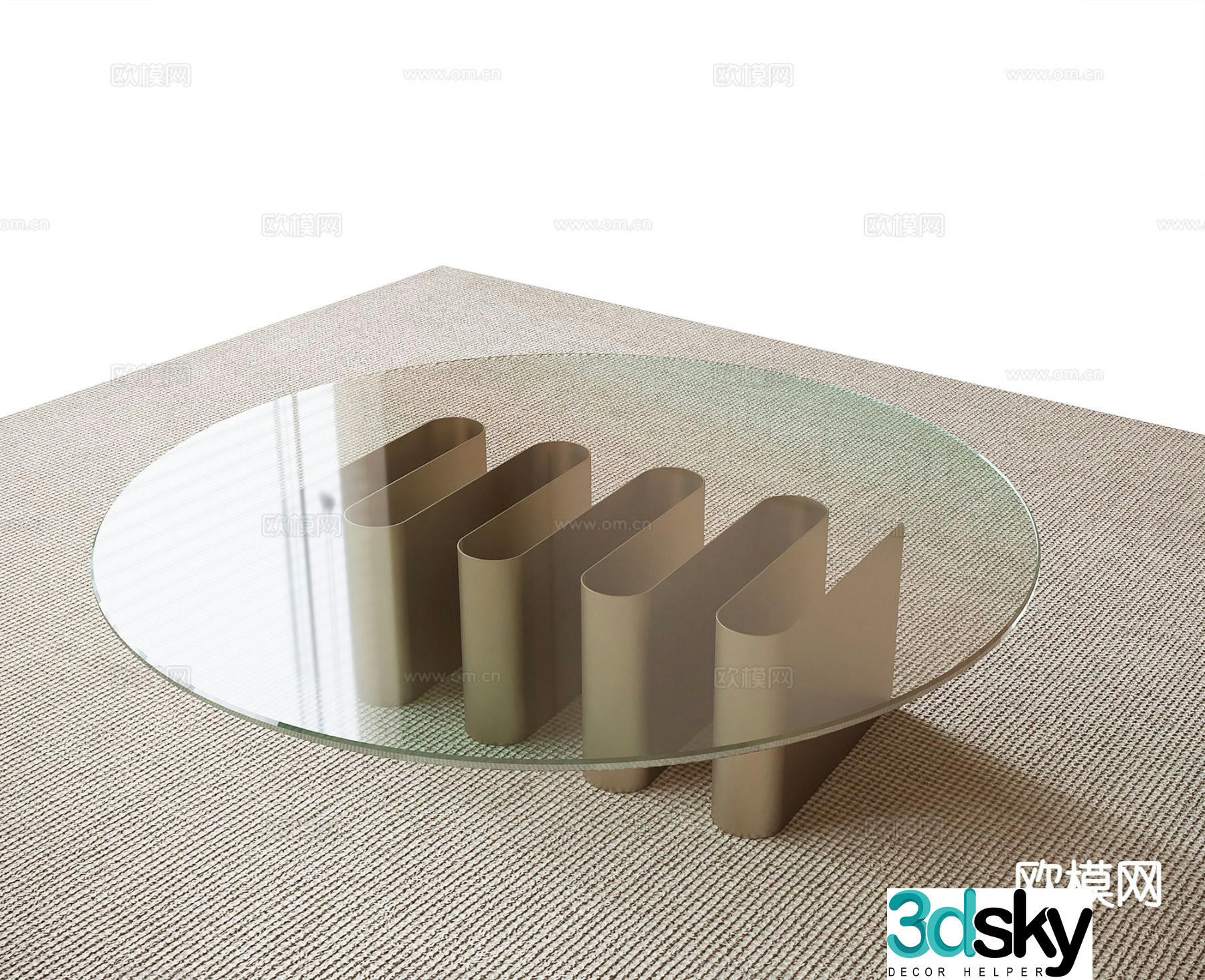 Glass coffee table round coffee table 3d model