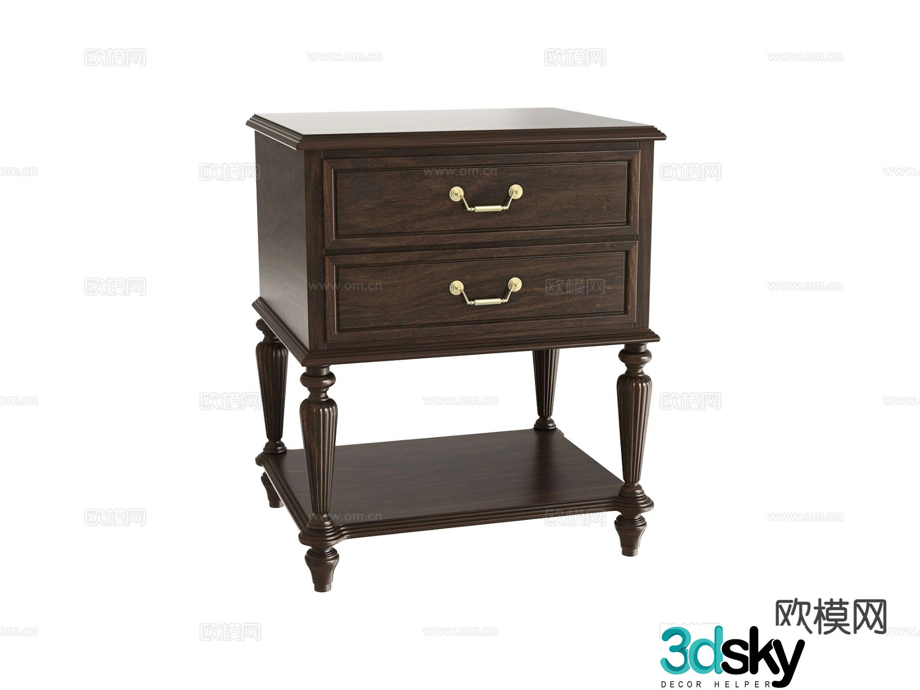 American bedside table 3d model