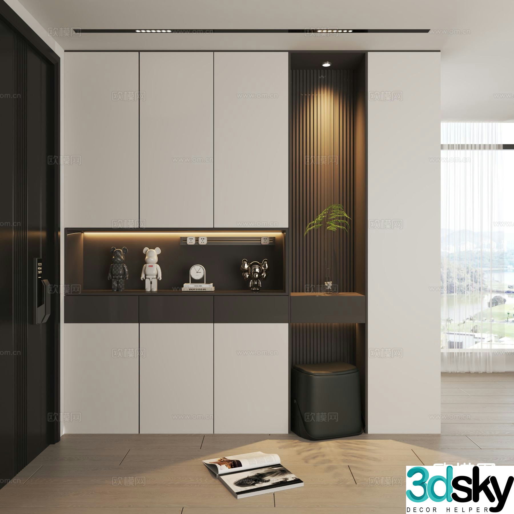 Modern entrance shoe cabinet 3d model