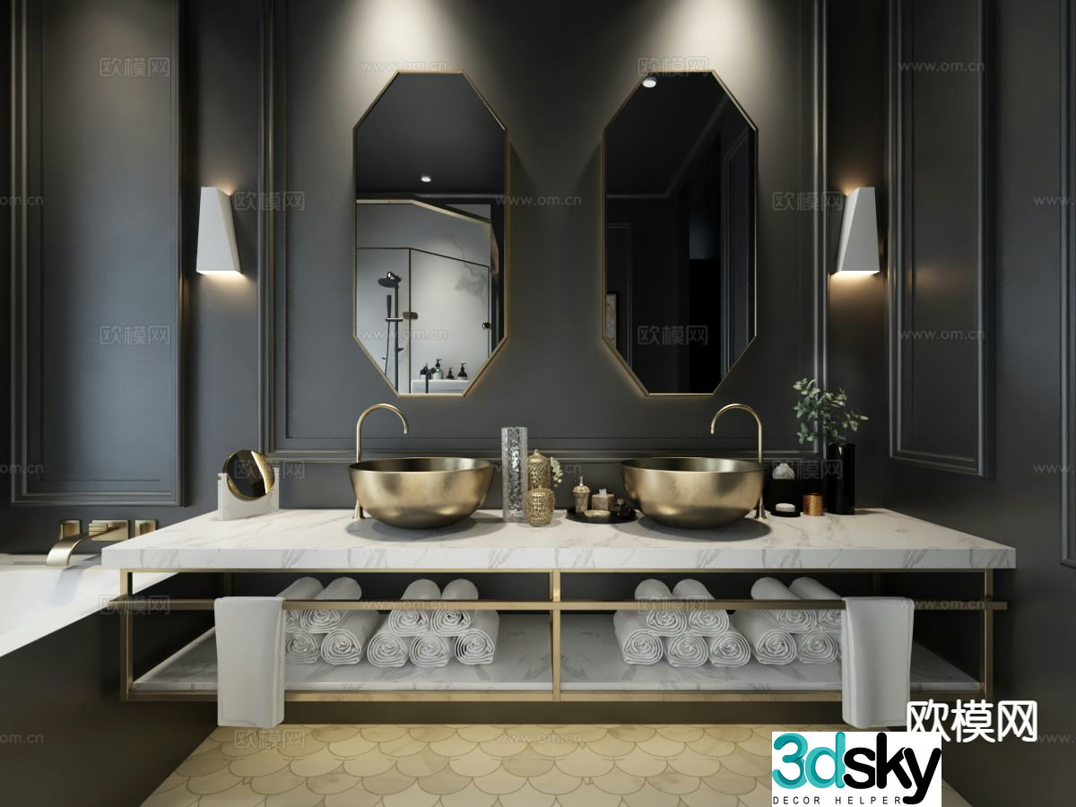 Light luxury bathroom bathroom 3d model