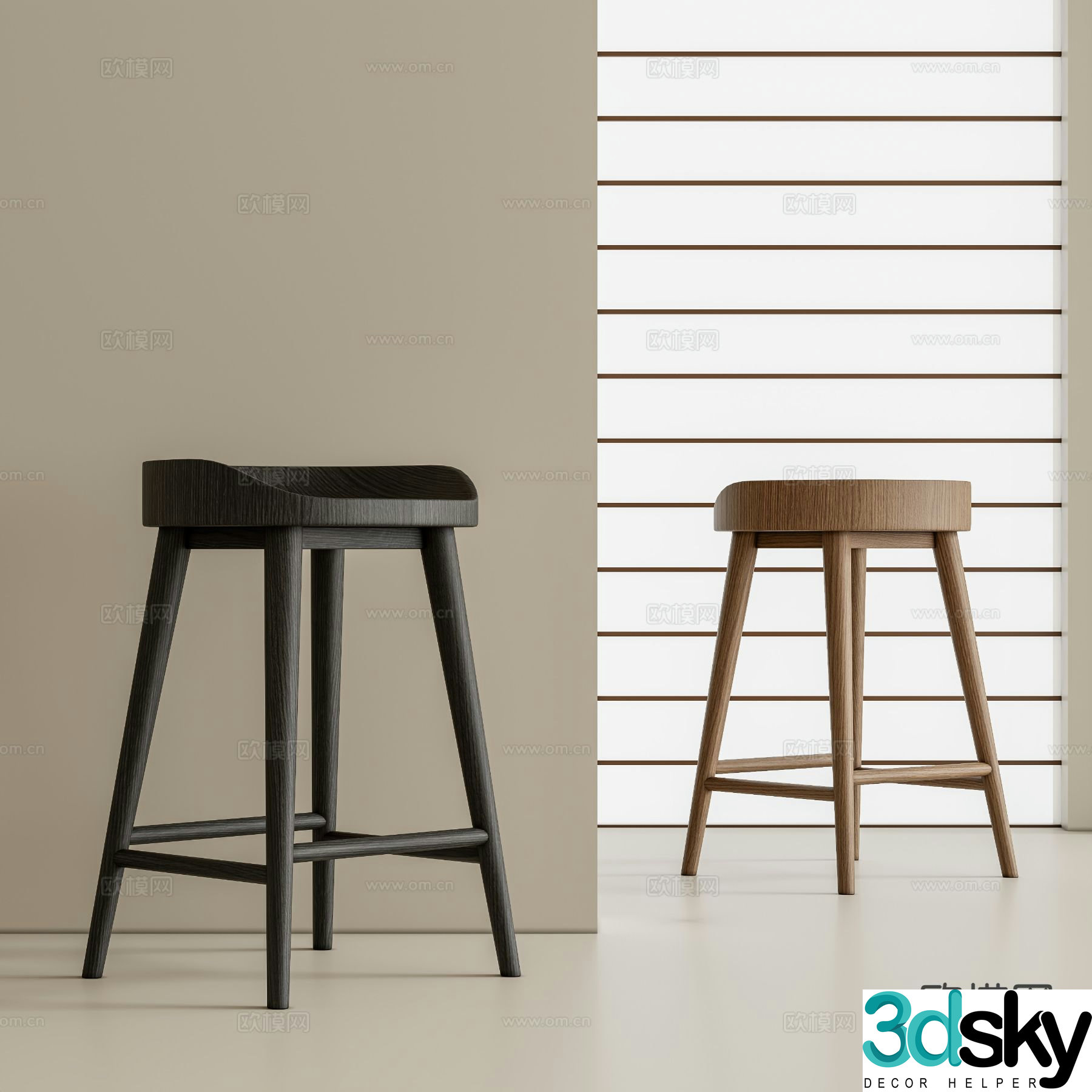 Modern bar stool bar stool high stool 3d model