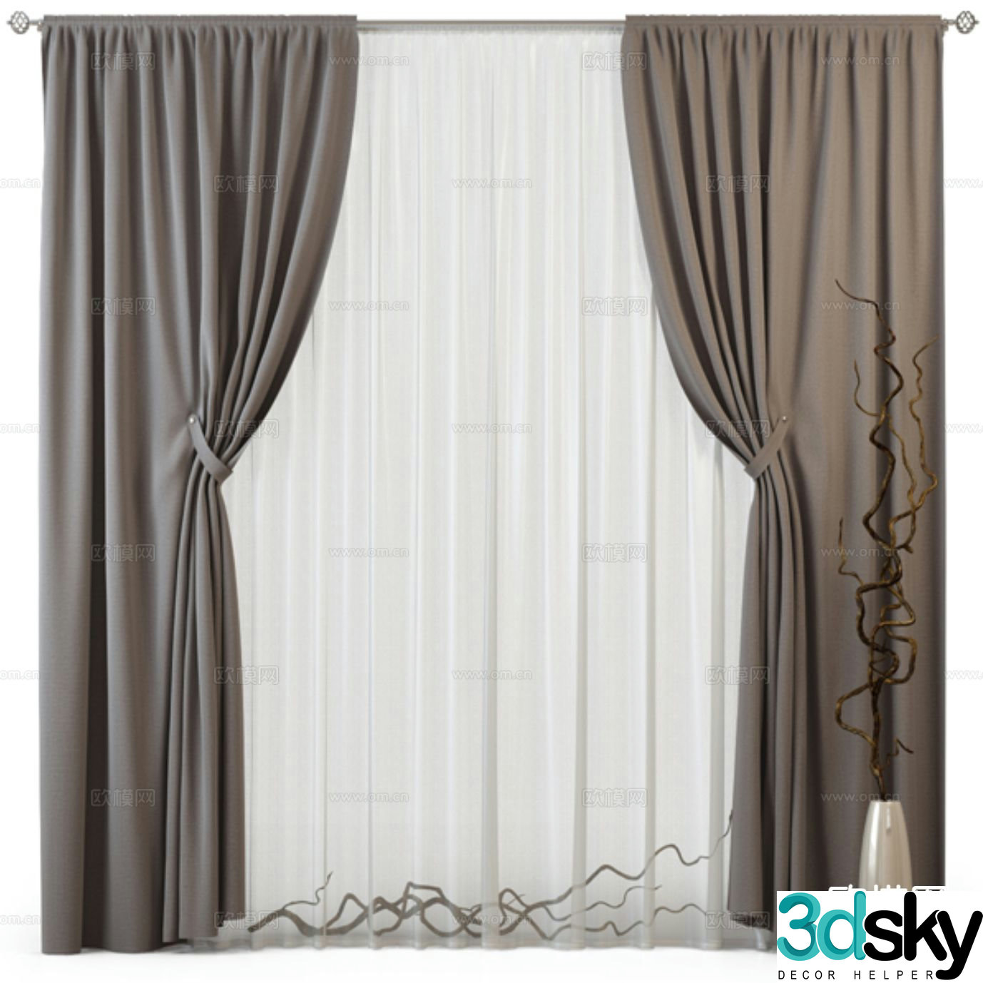 Plain curtains and screens 3d model