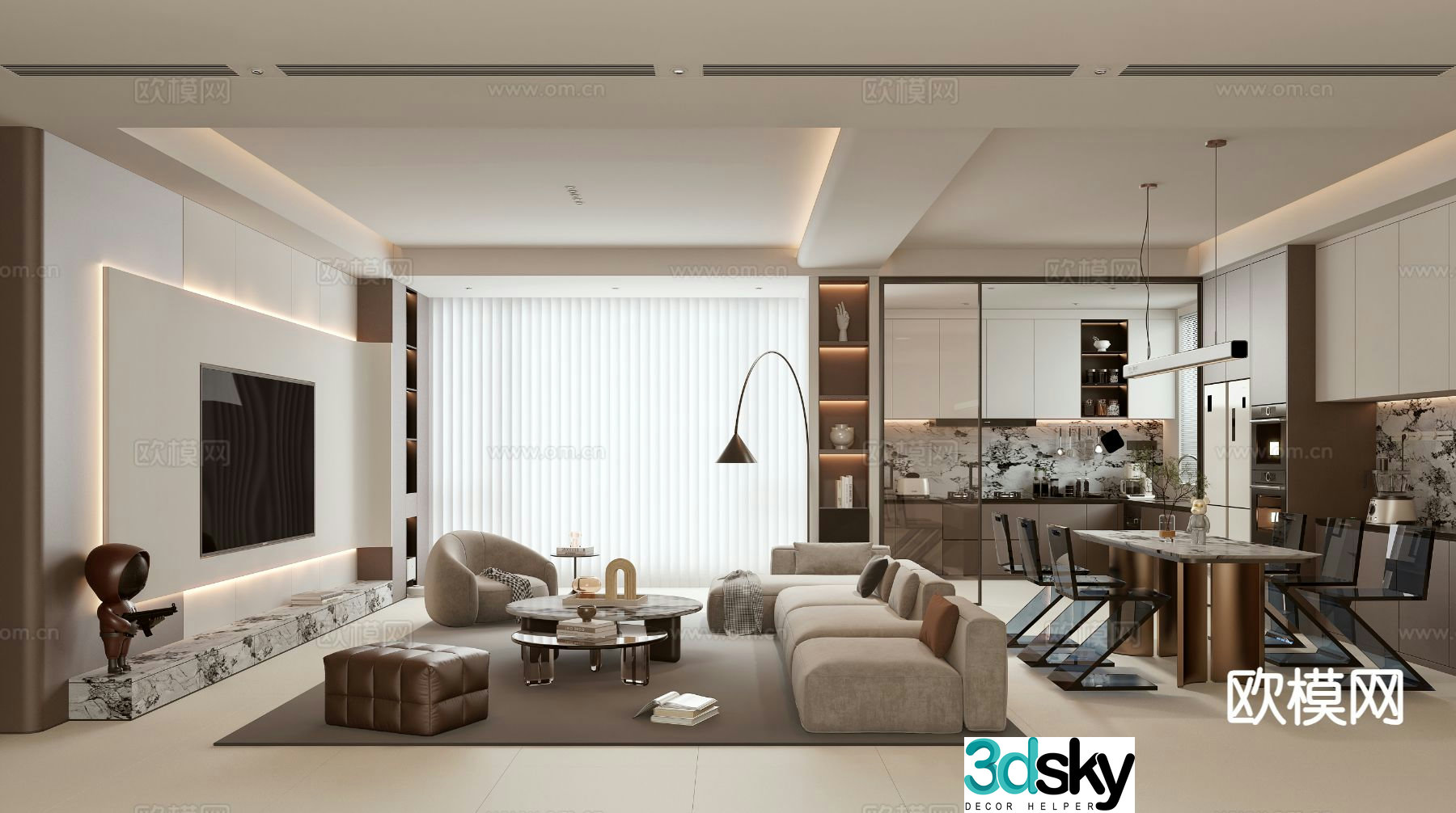 Light luxury restaurant 3D model