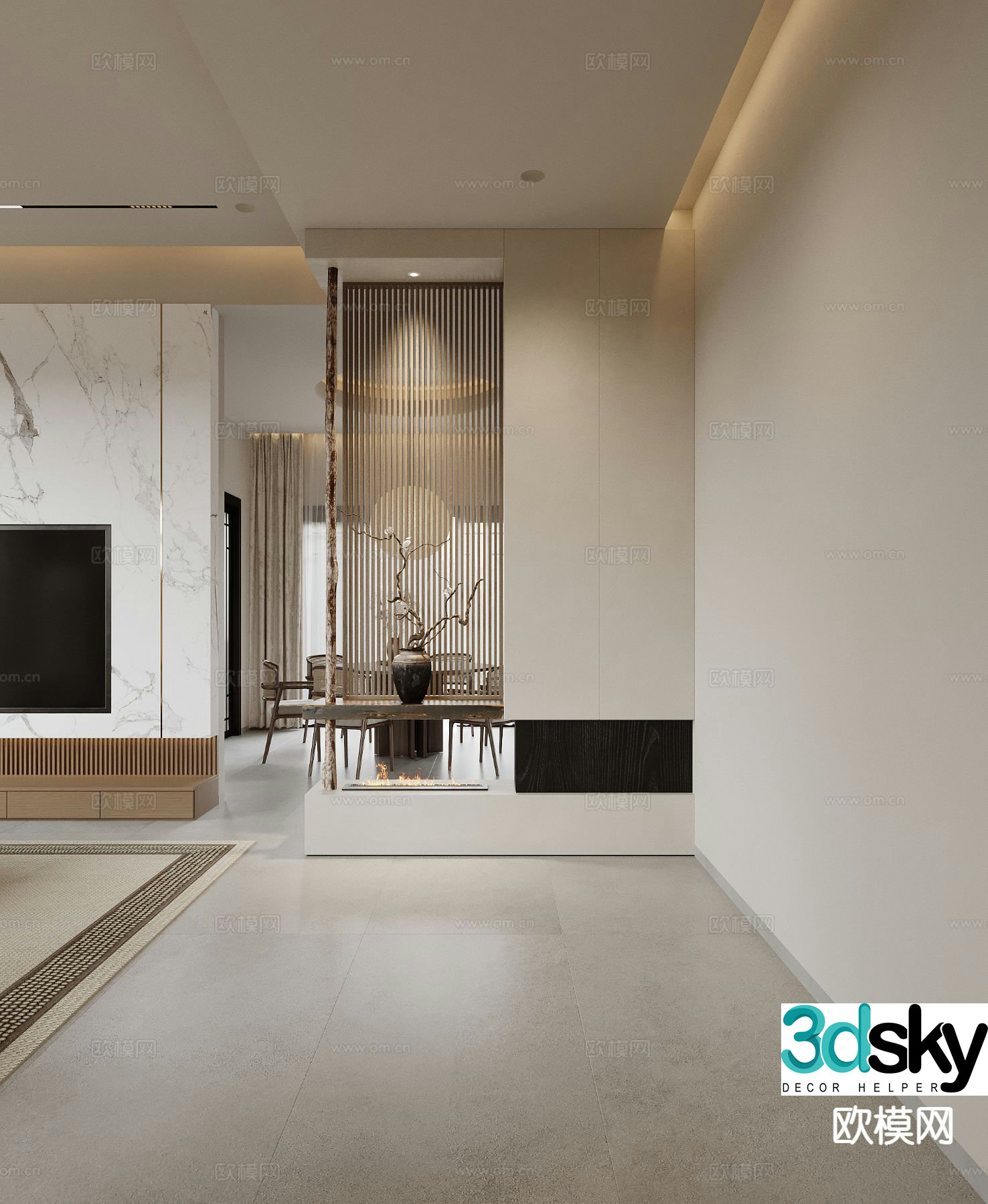 Wabi-sabi style entrance hall 3D model