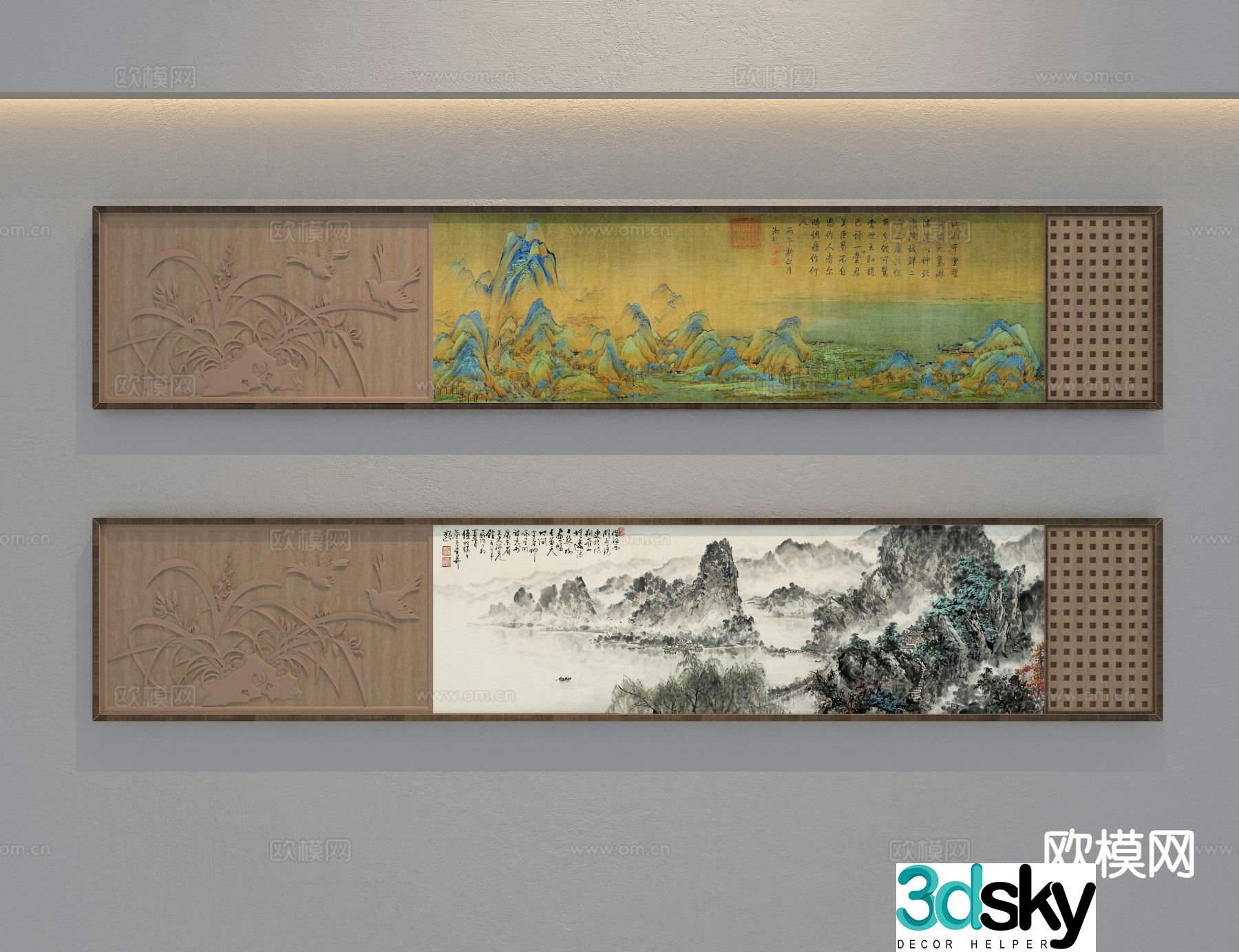 New Chinese style landscape painting decorative painting hanging painting 3D model