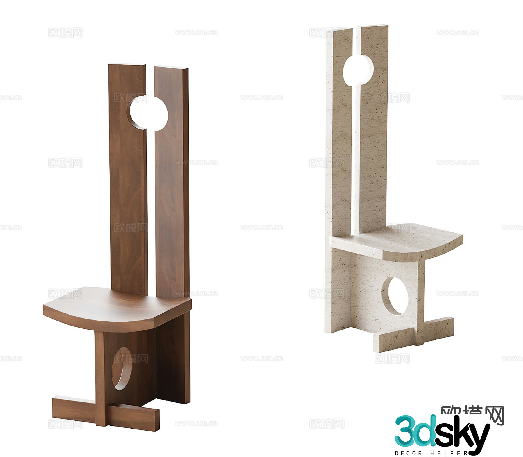 Medieval style chair dining chair 3d model