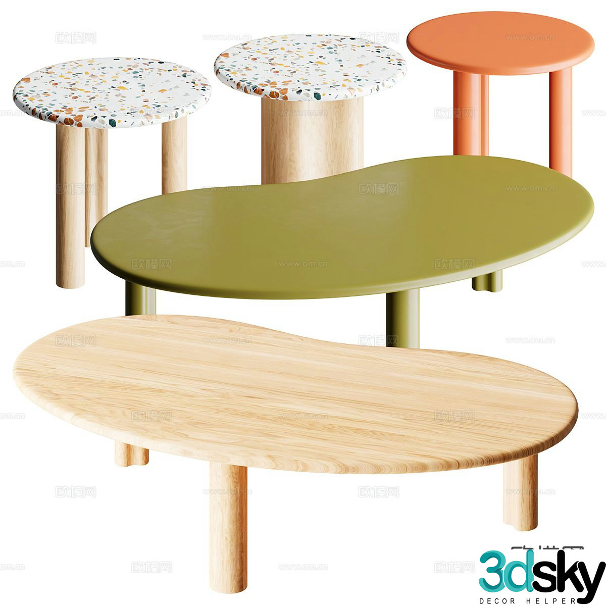 Nordic coffee table corner table 3d model