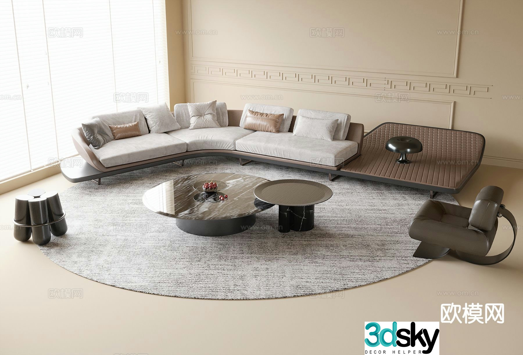 Italian sectional sofa 3d model