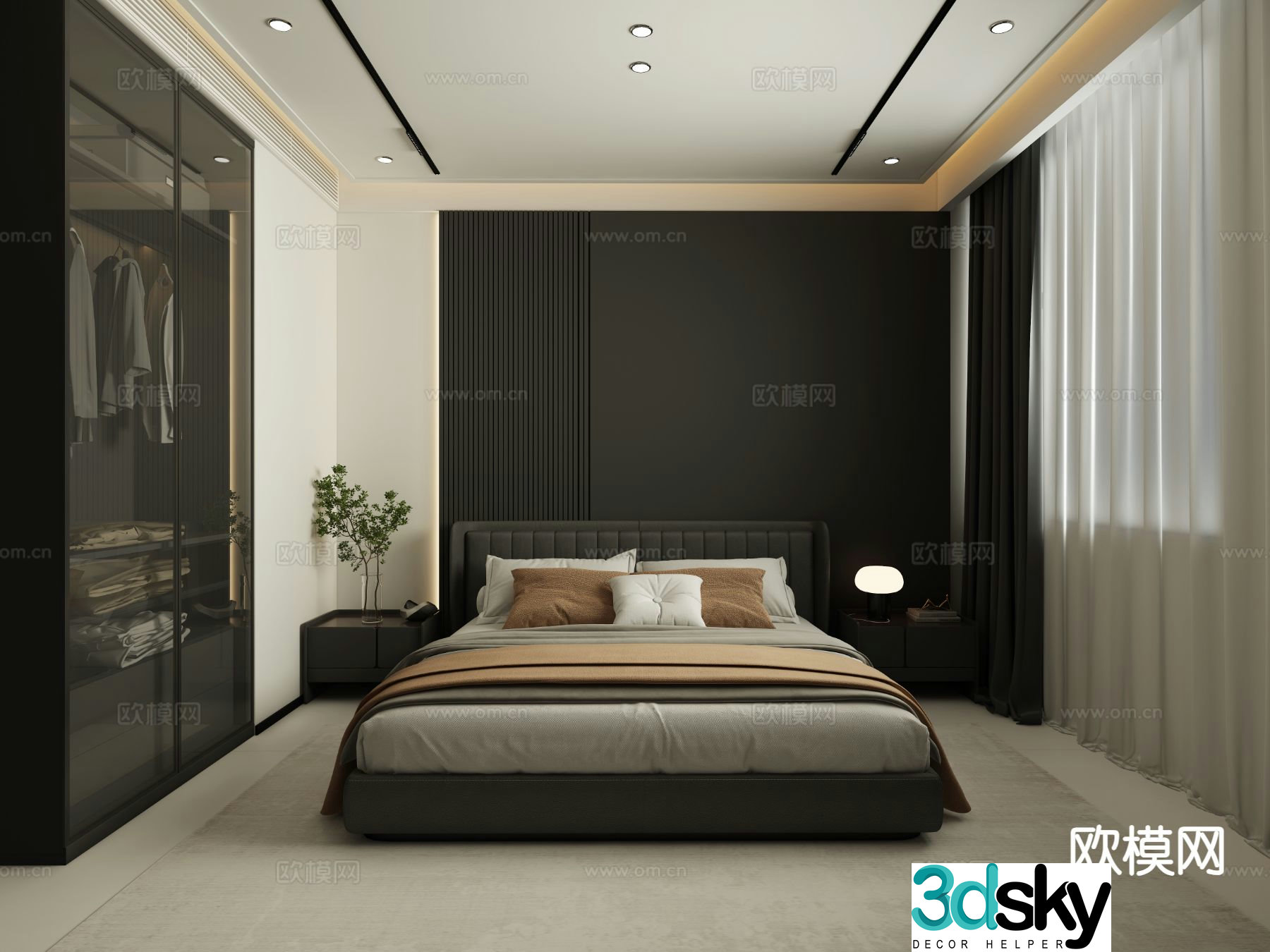 Modern bedroom master bedroom 3d model