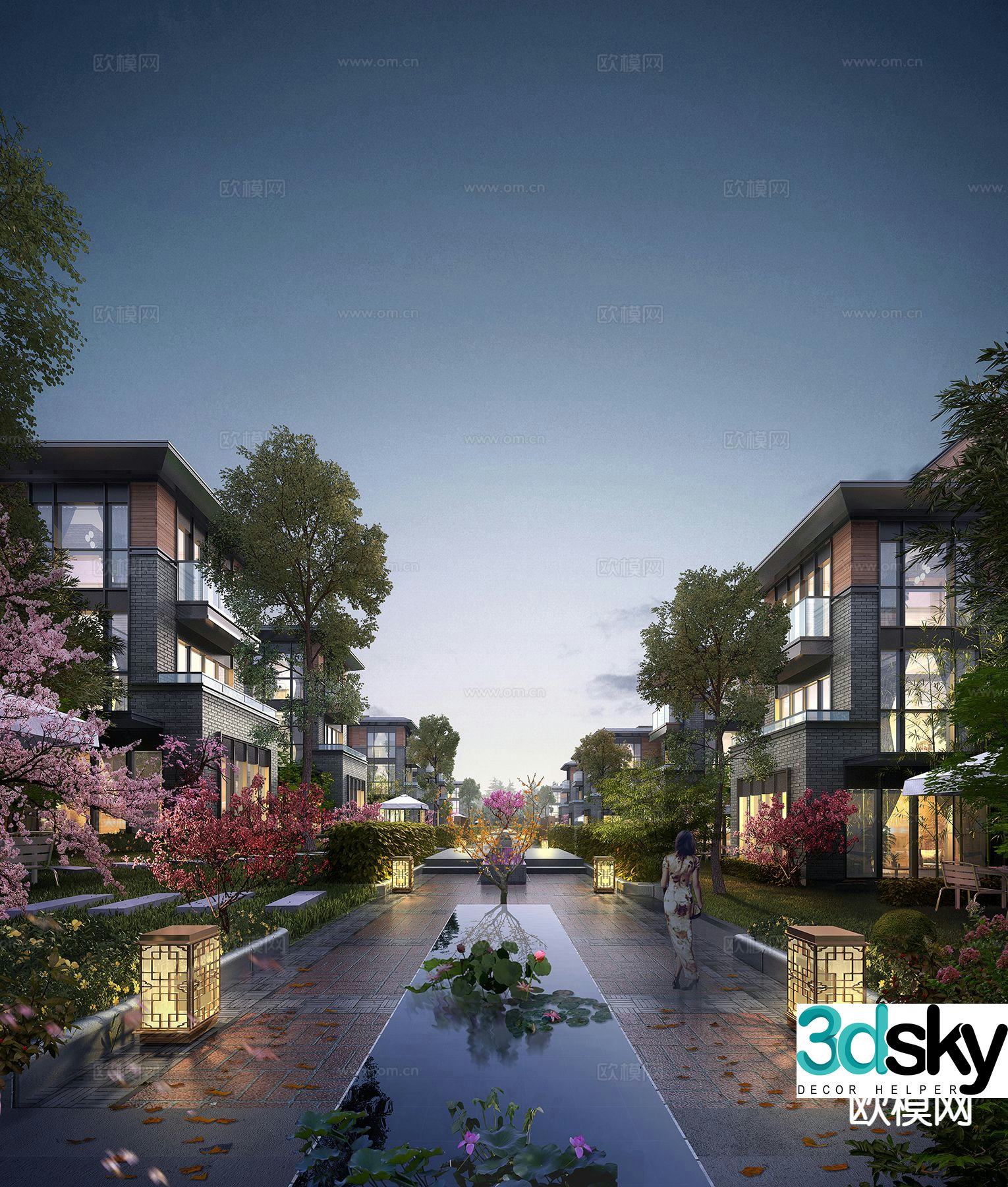 Modern community landscape villa area landscape 3D model