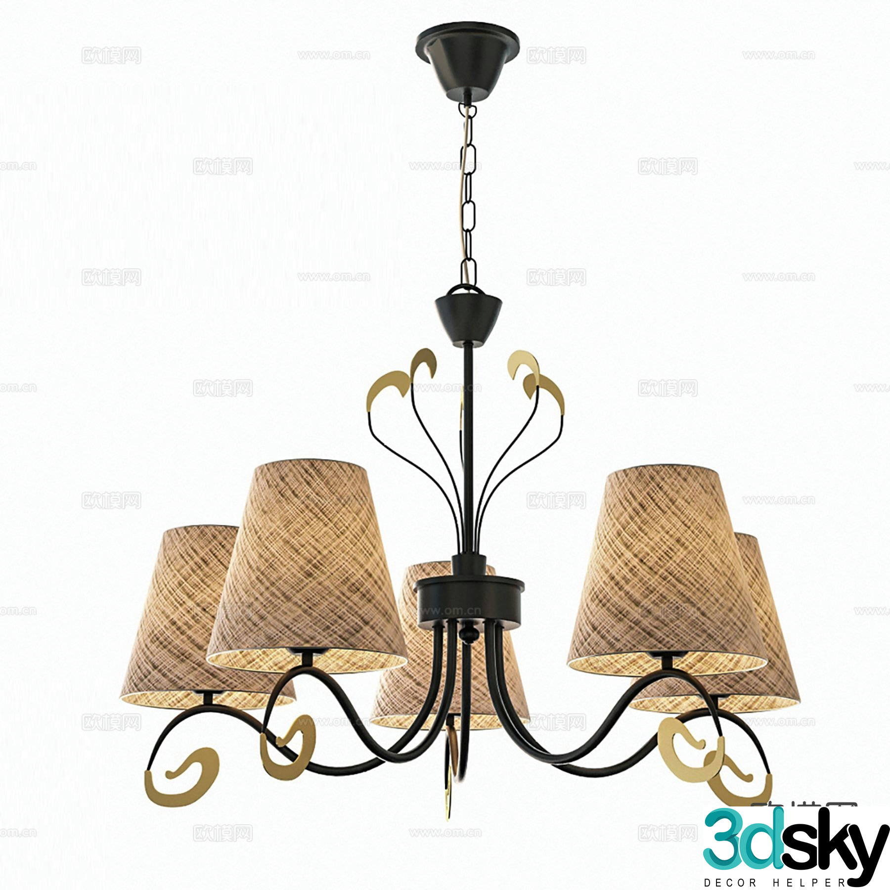 American chandelier multi-head chandelier 3d model
