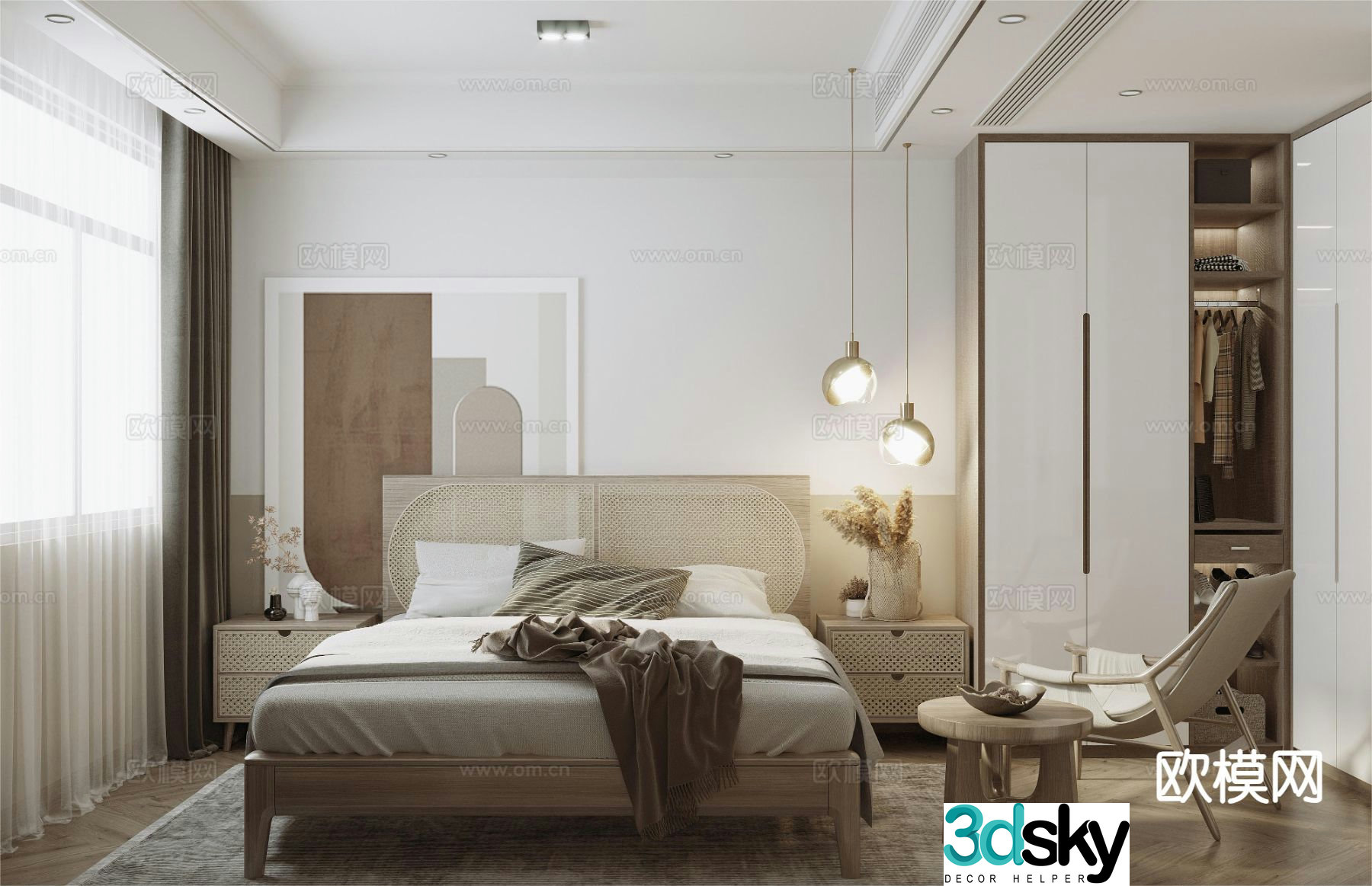 Log style bedroom master bedroom 3d model