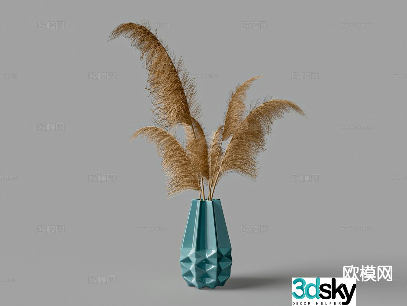 vase floral arrangement flower arrangement dried flowers 3d model