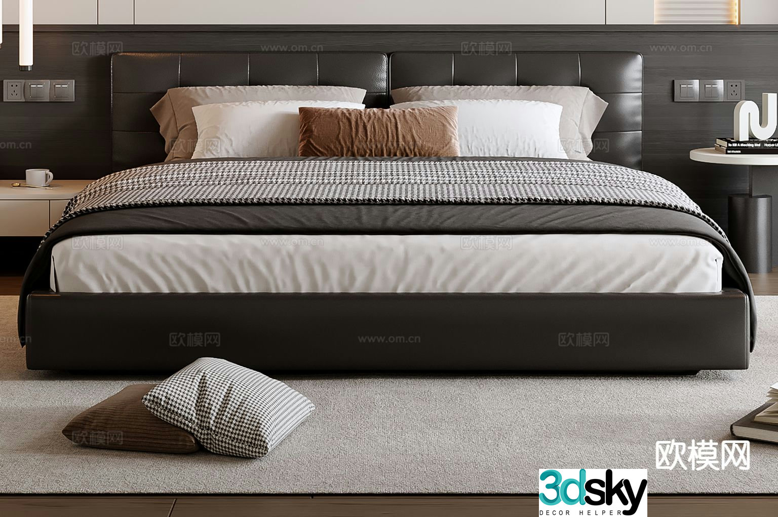 Italian double bed 3d model
