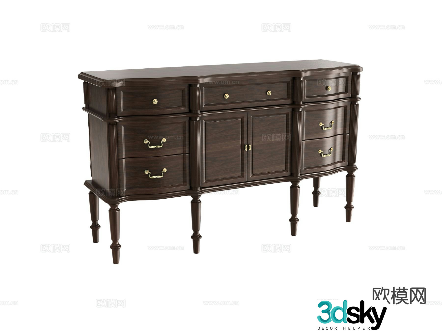 American side cabinet entrance cabinet 3d model
